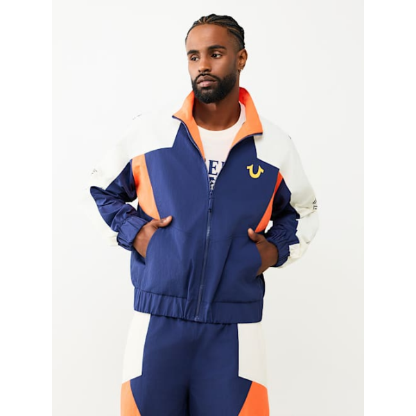 Men's Colorblock Nylon Track Jacket | Midnight | Size Small | True Religion