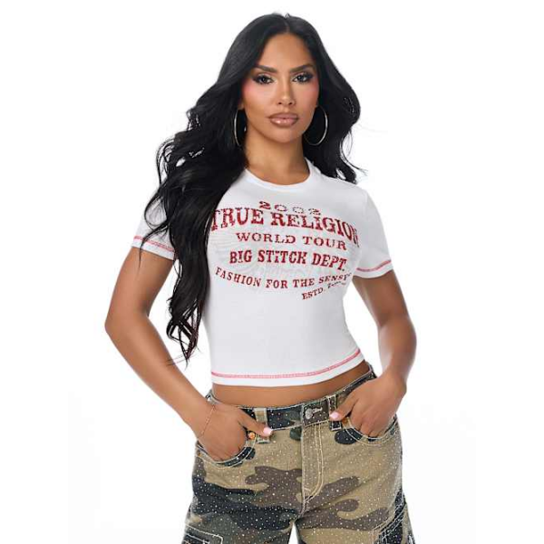 True Religion Women's Crystal Baby T-shirt In White
