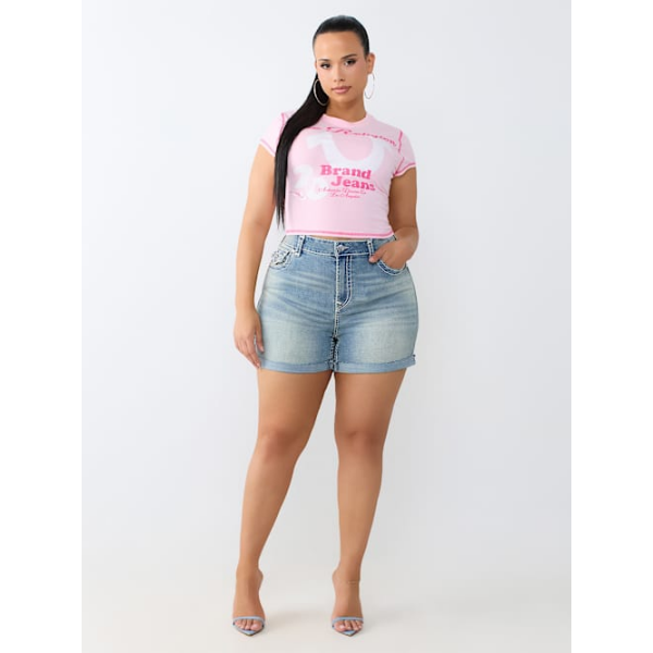 Women's Plus Jennie Mid Rise Super T Flap Curvy Short