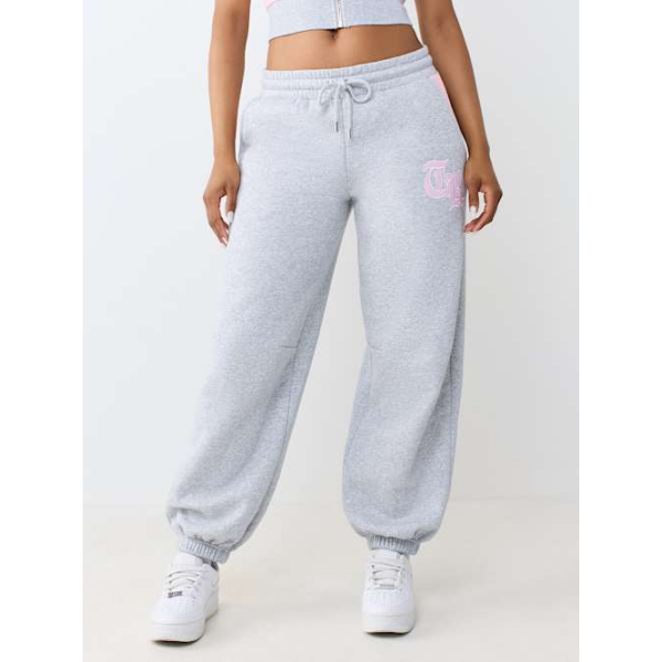 Women's Contrast Paneled Mid Rise Baggy Jogger Pants