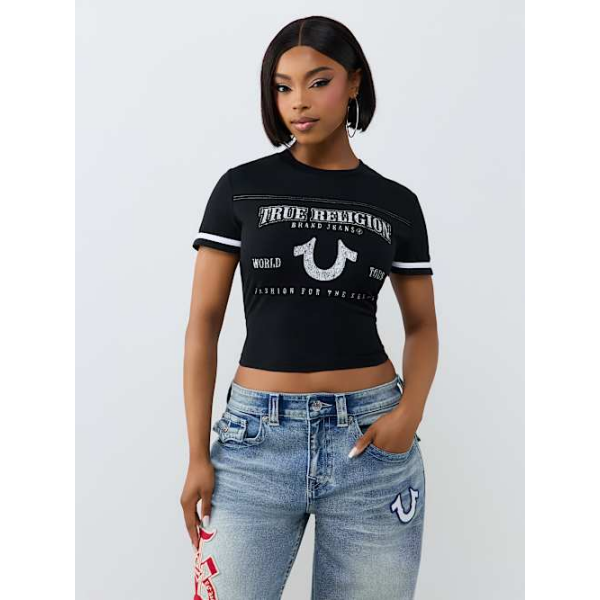 True Religion Women's Horseshoe Baby T-shirt In Black