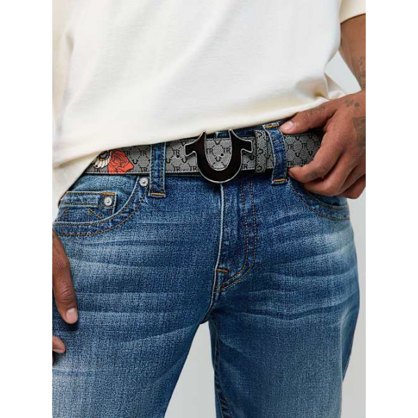 True Religion Horseshoe Serpent Belt In Black