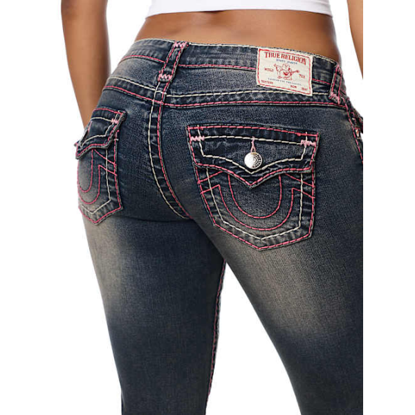 True Religion Women's Joey Low Rise Super T Flap Flare Jean In Blue
