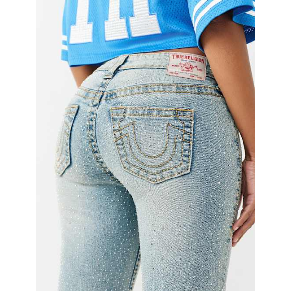 Women's Becca Mid Rise Big T Crystal Bootcut Jean