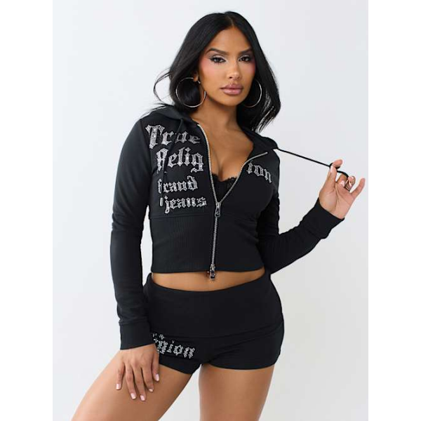 Women's Crystal Tight Zip Hoodie