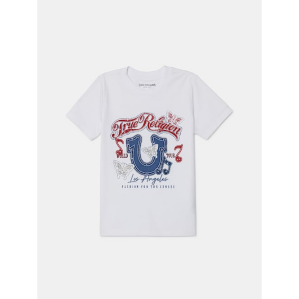 True Religion Girls Horseshoe Music Crewneck T-shirt In White