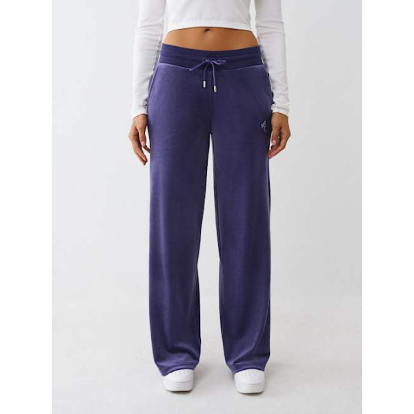 Women's Velour Crystal Horseshoe Straight Leg Sweatpant