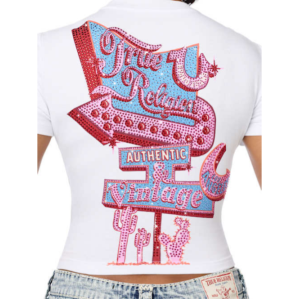 True Religion Women's True Girl Club Baby T-shirt In White