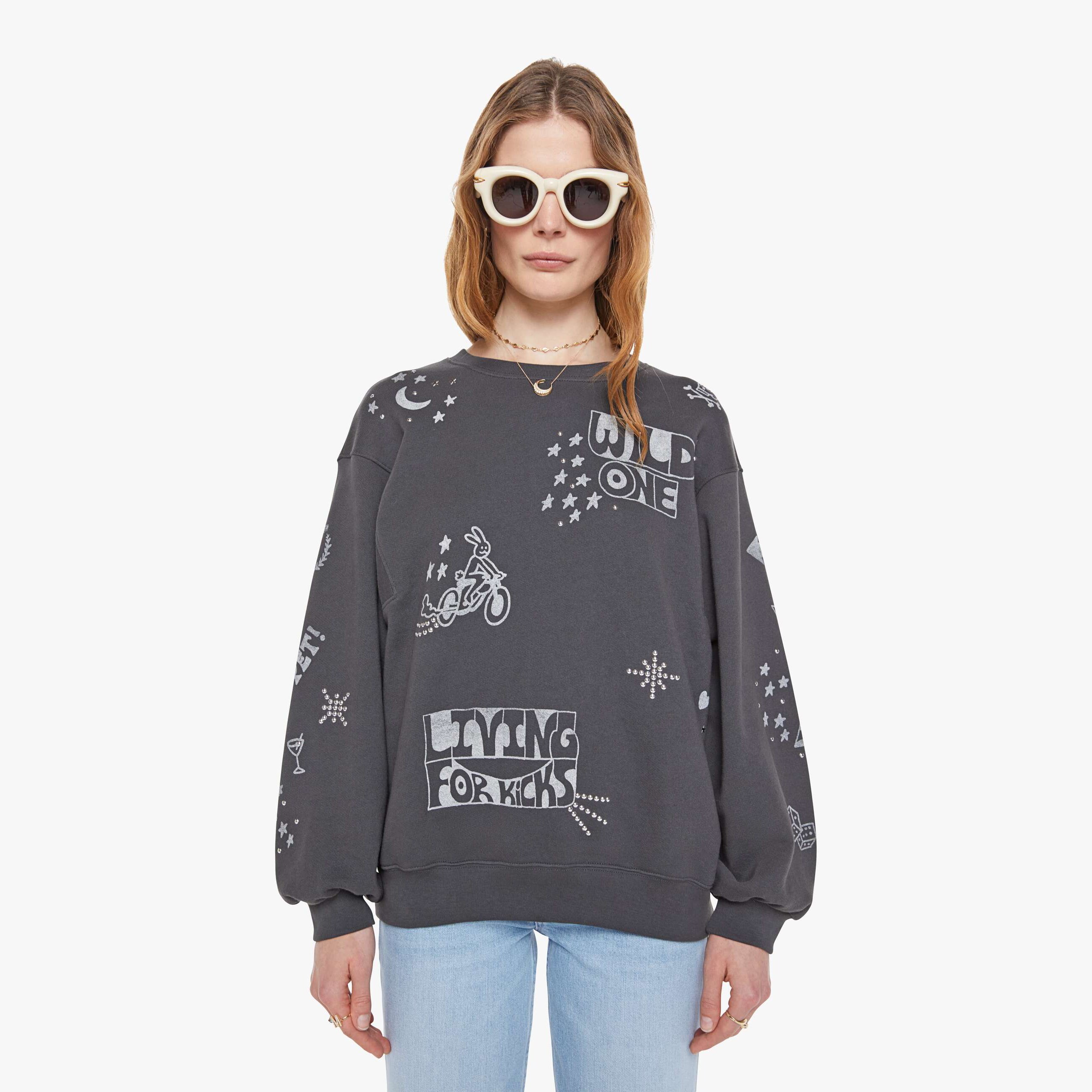 Mother The Drop Square Inset Wild Ones Shirt In Gray