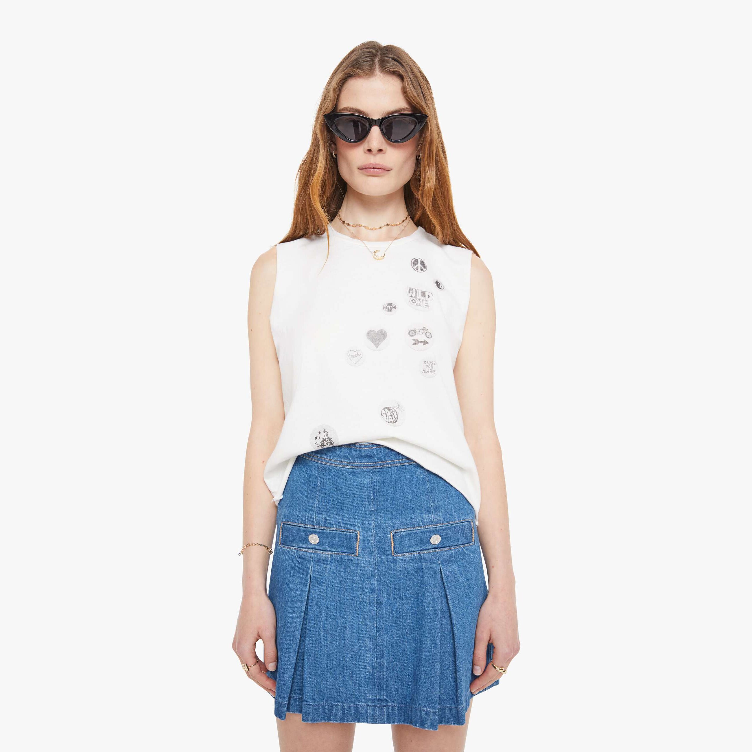 Mother The Lil Goodie Chop Pin Point T-shirt In White