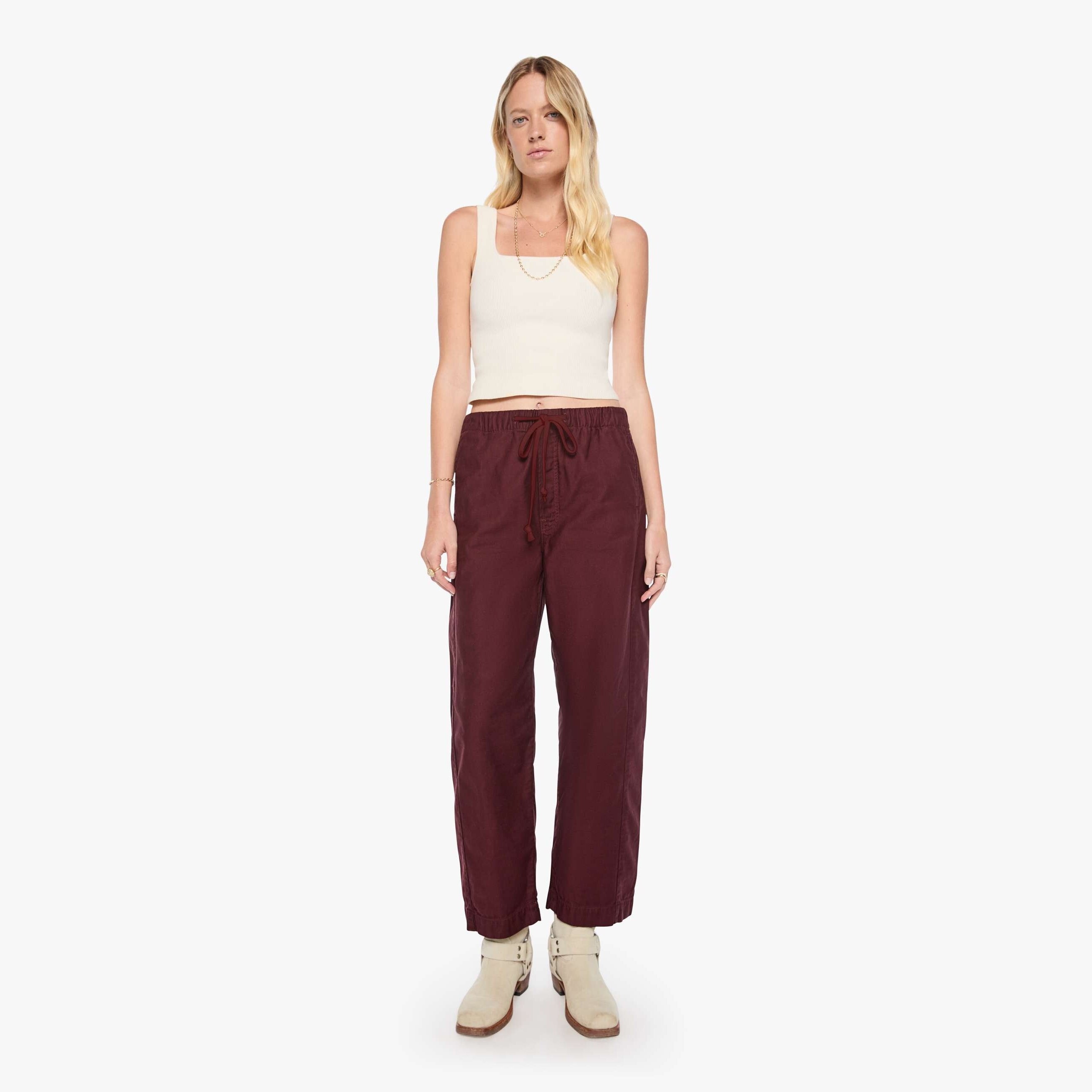 Mother The Drawn Full Pipe Flood Zinfandel Pants In Multi