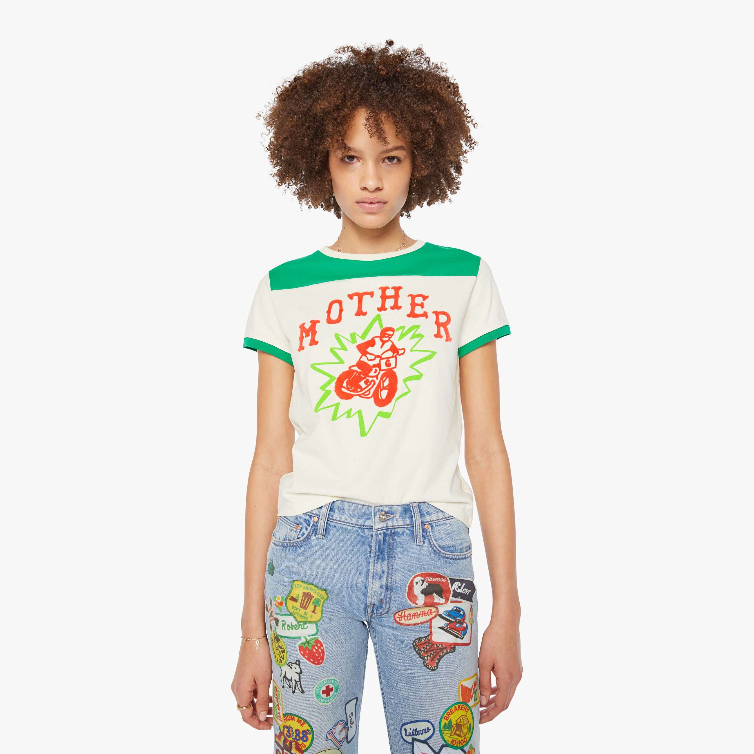 Mother The Lil Baller Moto Man T-shirt In White