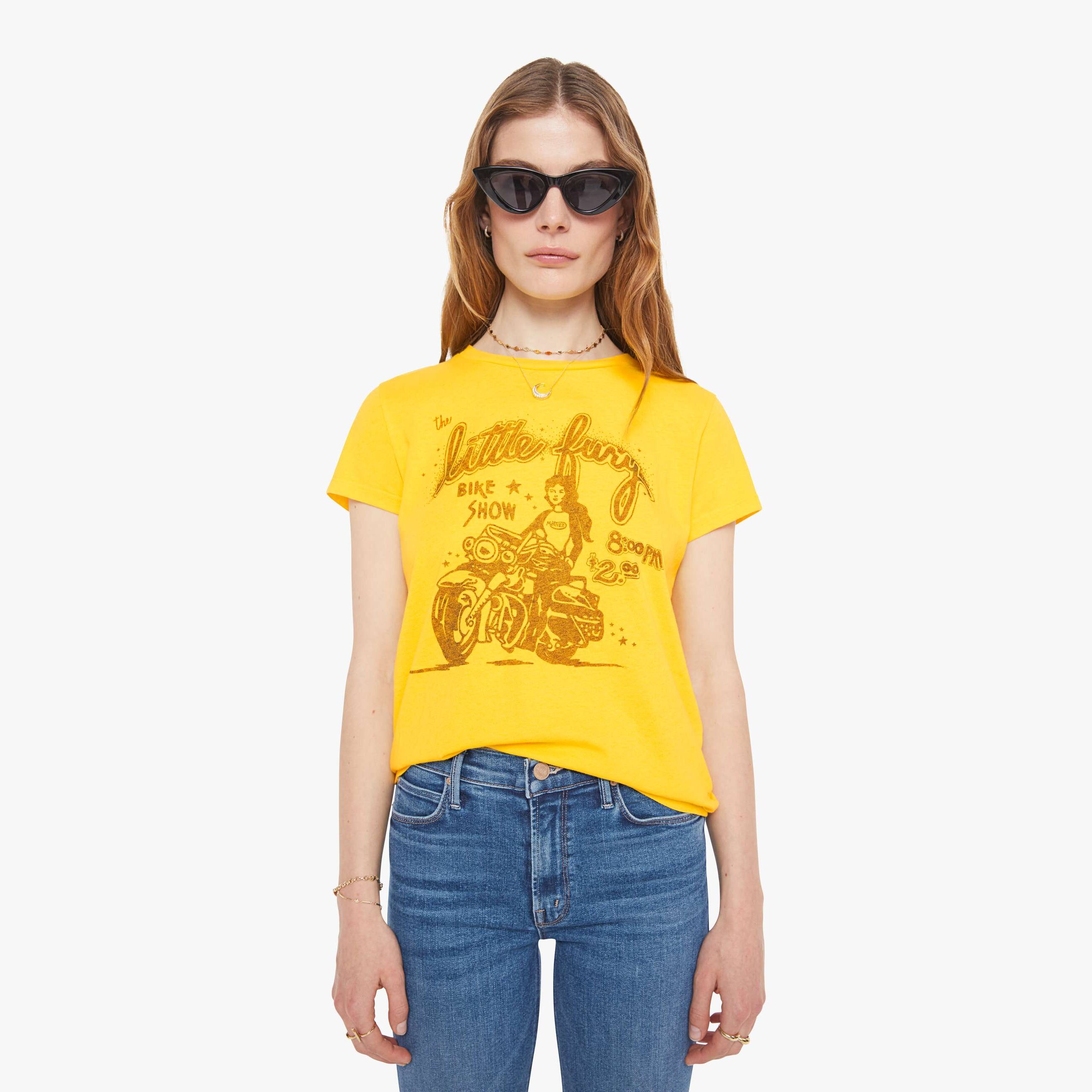 Mother The Boxy Goodie Little Fury T-shirt In Yellow