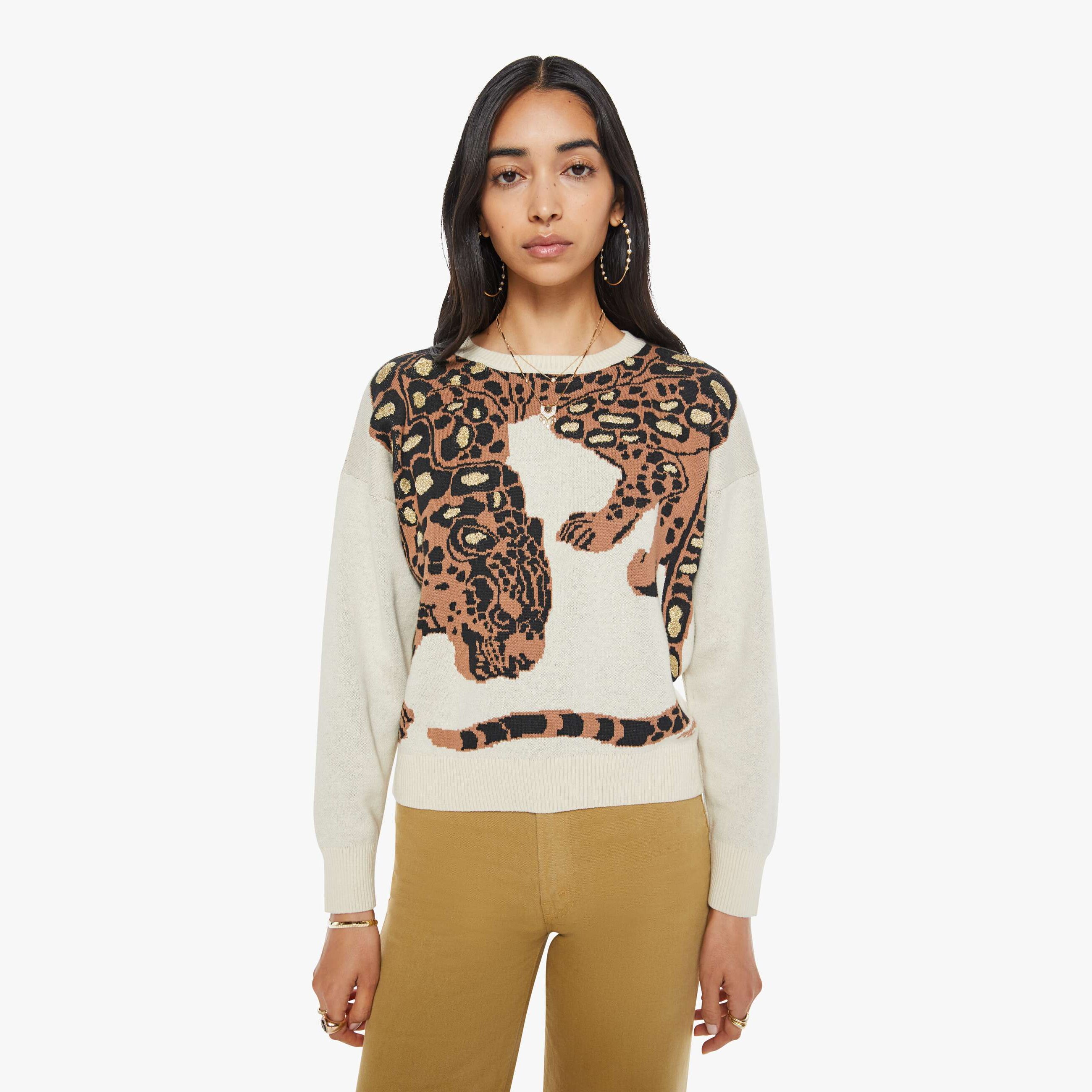 MOTHER THE JUMPER CATWALK SHIRT IN LEOPARD - SIZE MEDIUM
