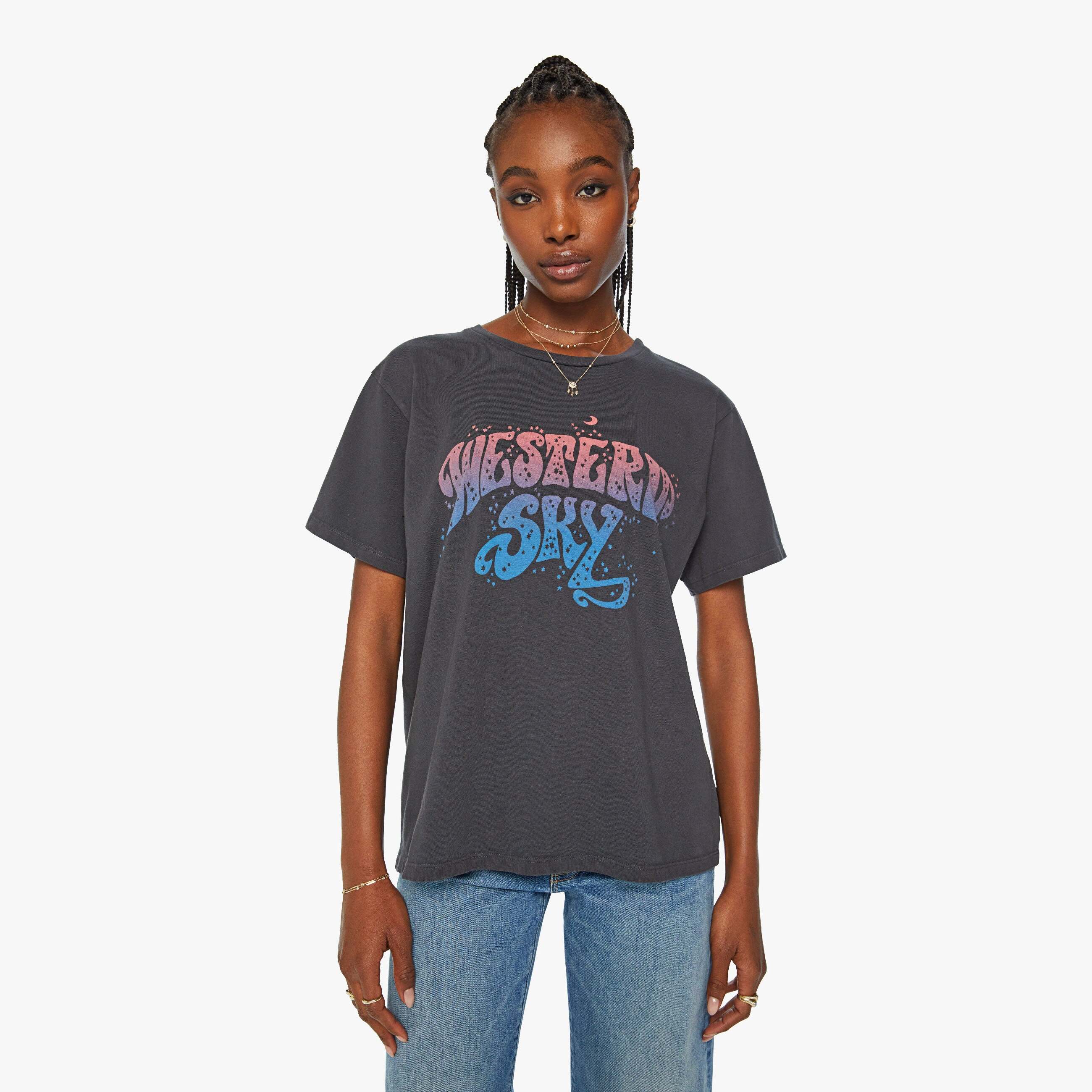 Mother The Rowdy Western Sky T-shirt In Black