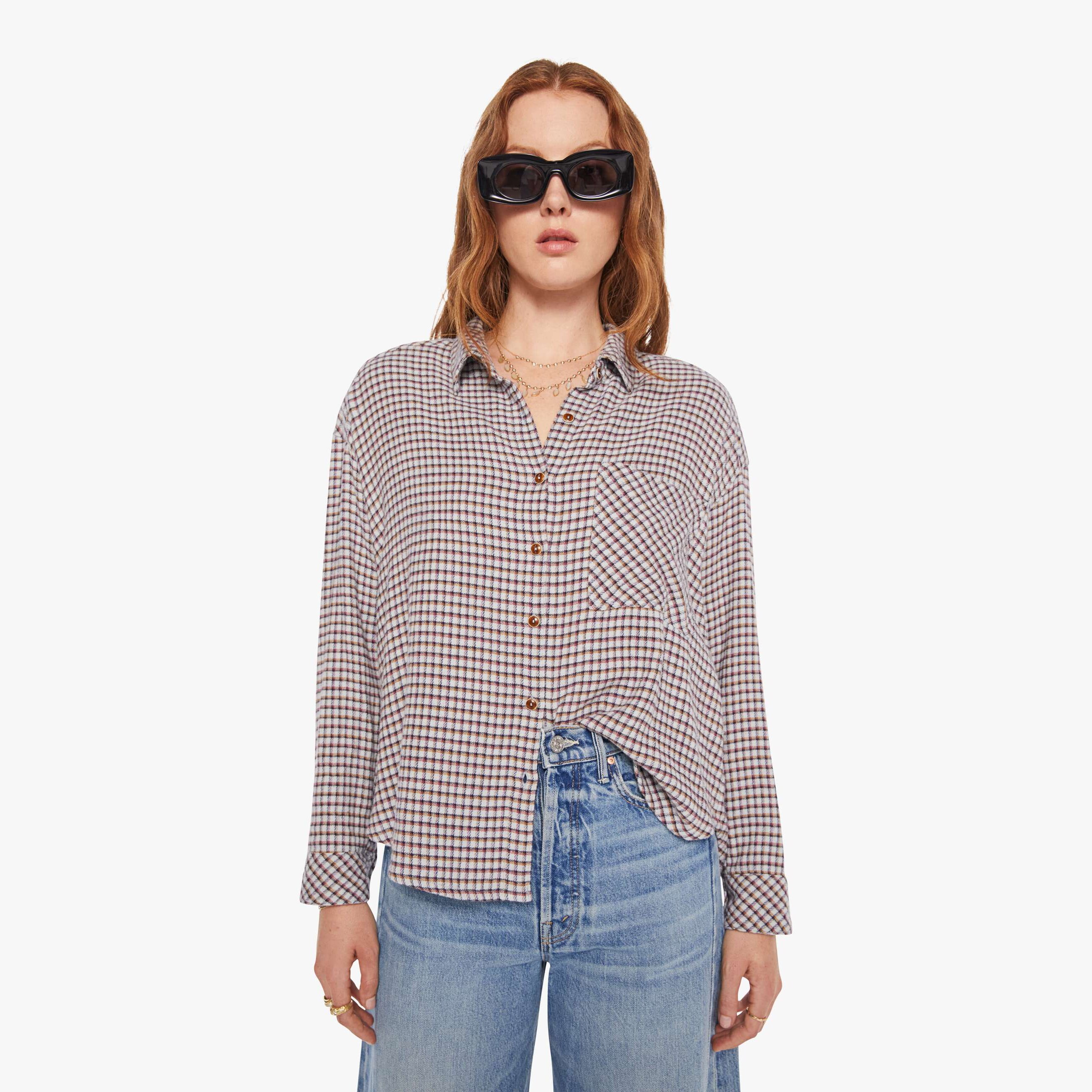 Xirena Jensen Shirt In Baby Blue Check In Blue