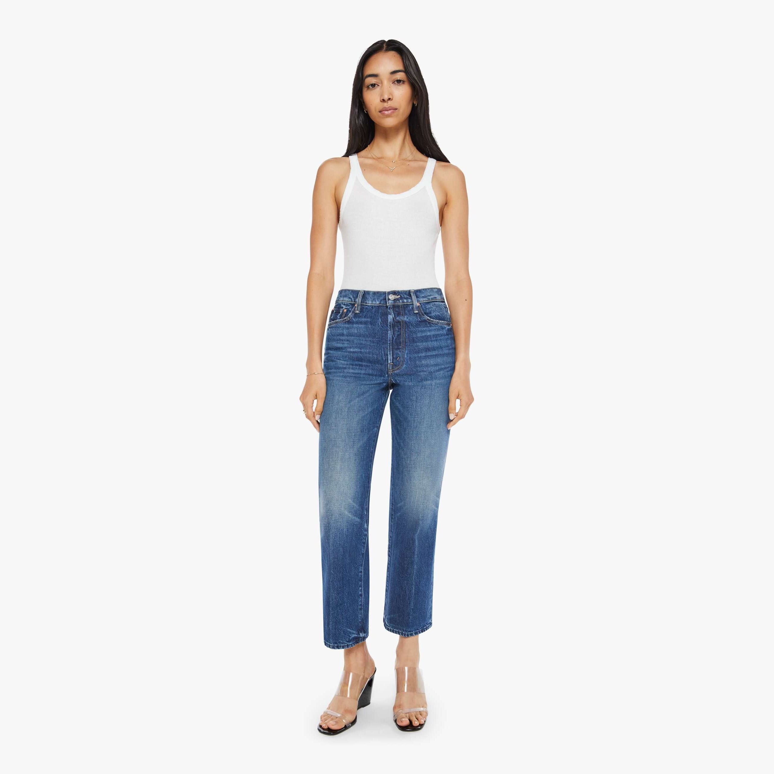 Mother The Rambler Ankle Well Stacked Jeans In Blue
