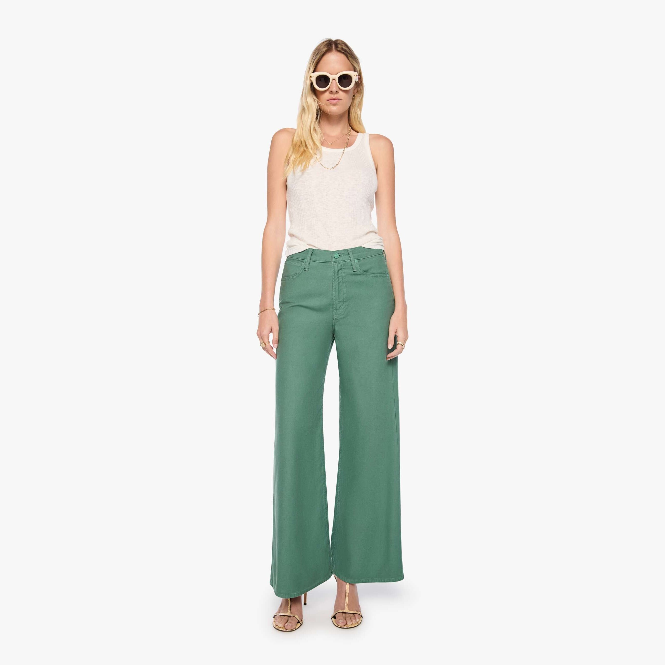 Mother The Ditcher Roller Zip Skimp Dark Ivy Pants In Green