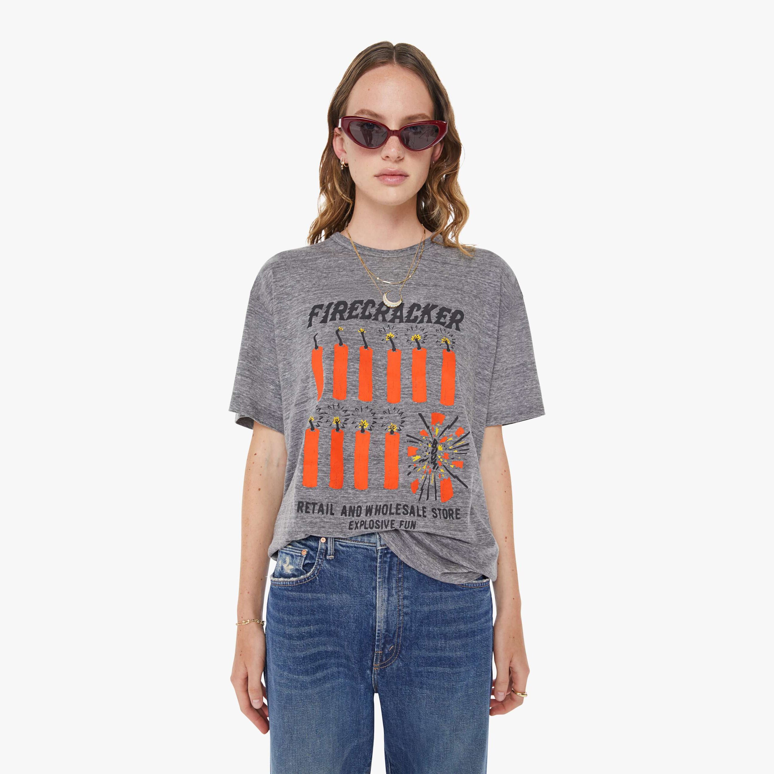 Mother The Lowdown Firecreacker T-shirt In Gray