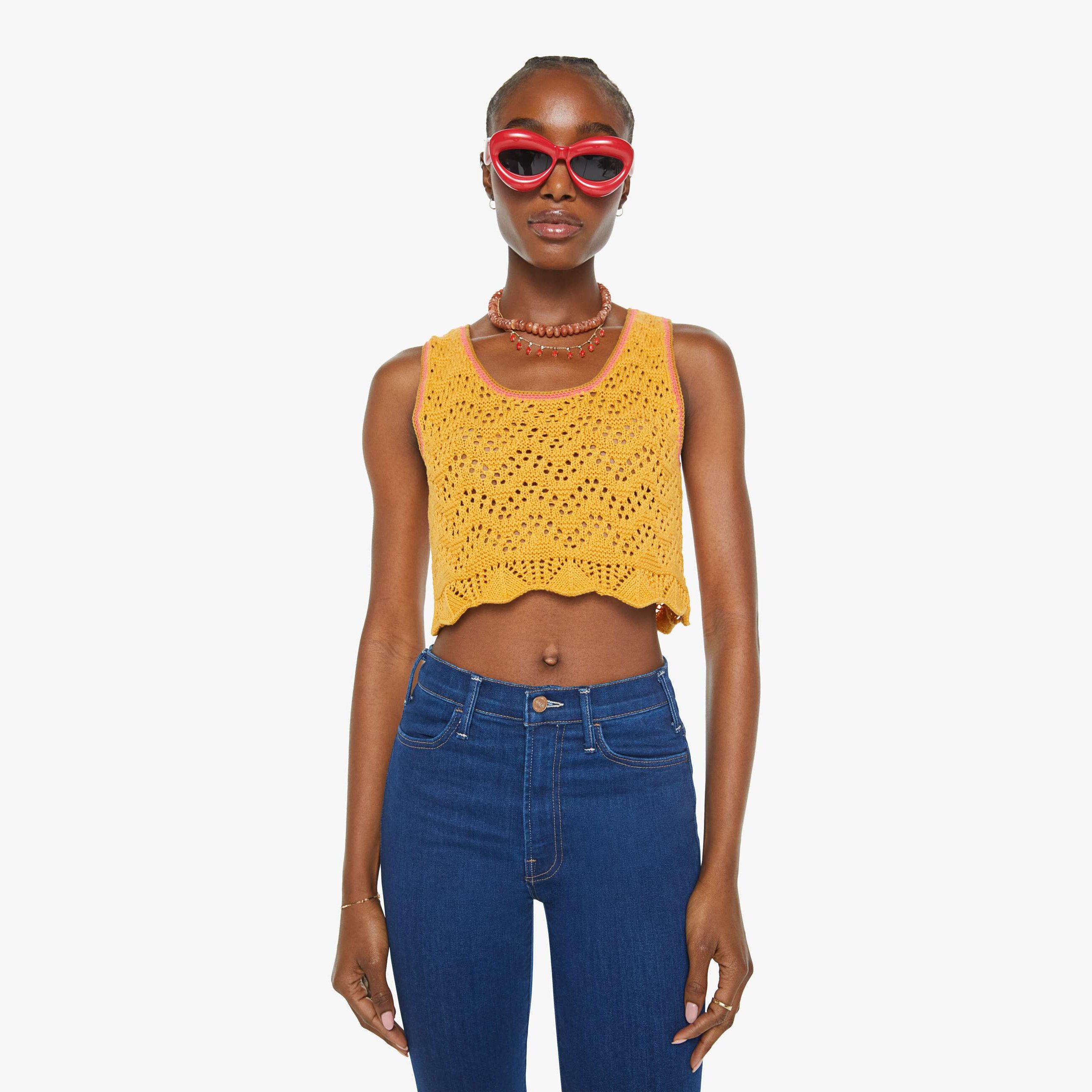 Mother The Longline Top Tangerine Dreams In Light Orange - Size X-large In Orange