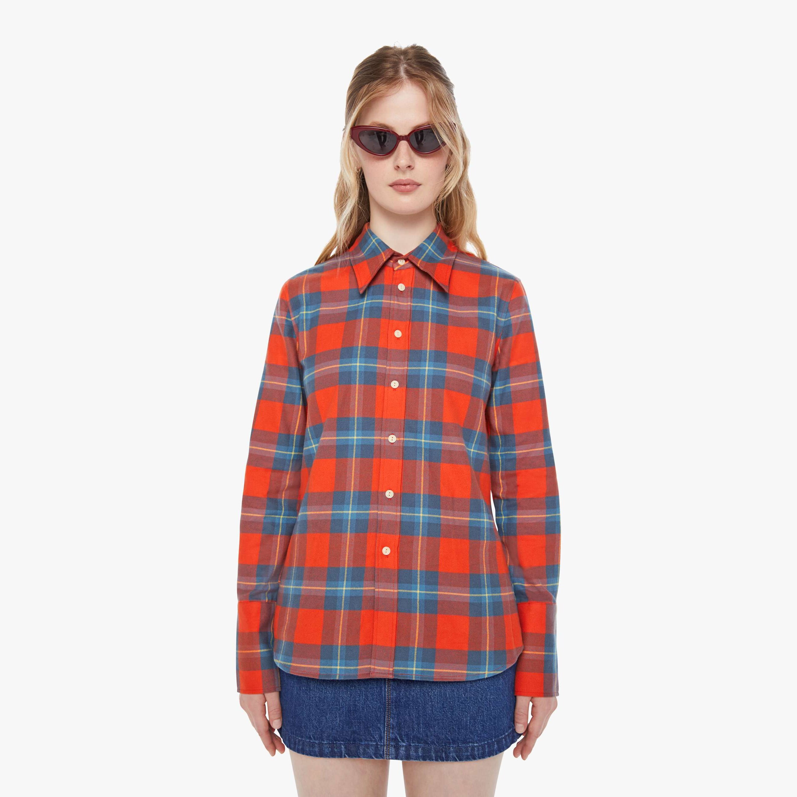 Mother Chloe Fineman X The Mayday Checked In Shirt In Orange