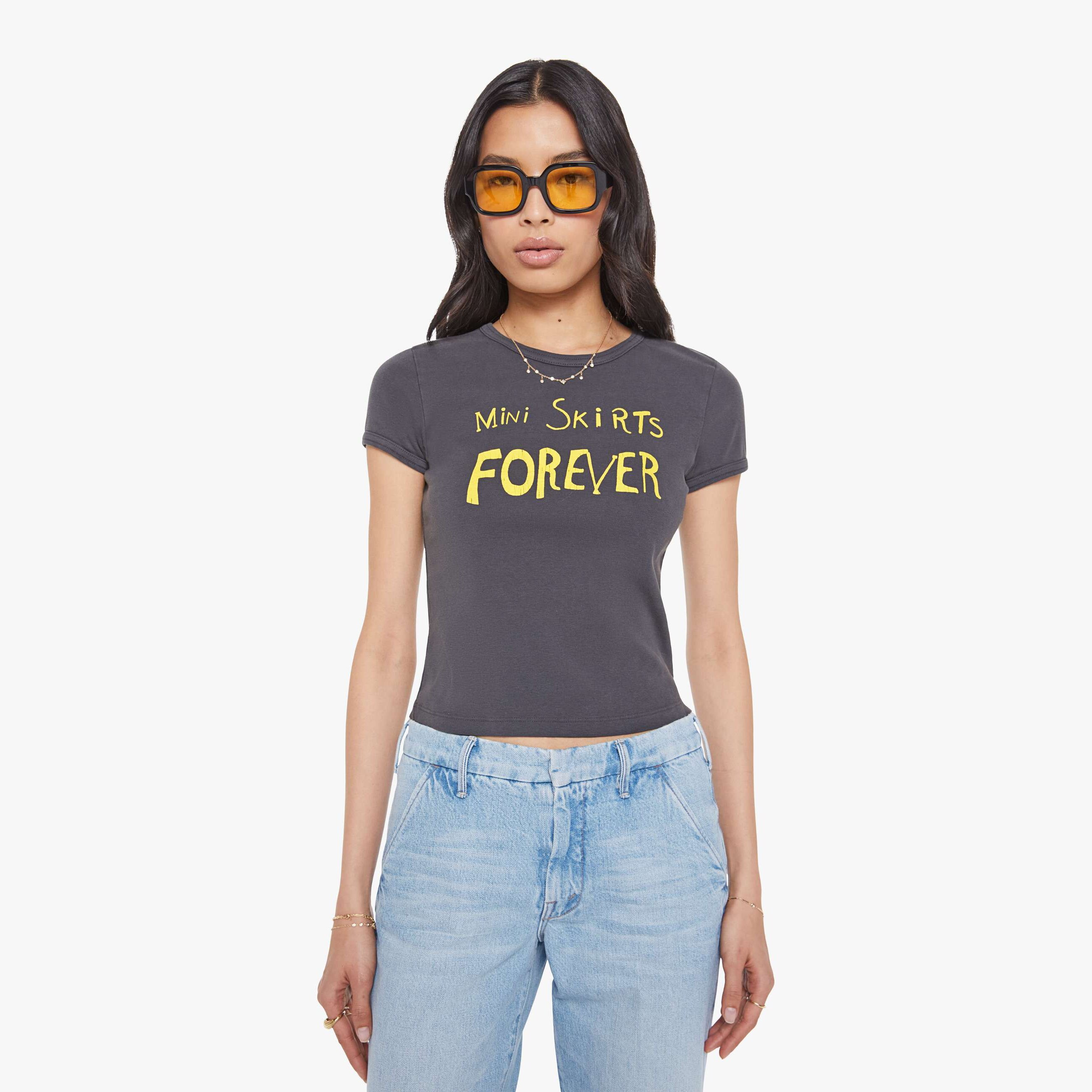 Mother The Itty Bitty Ringer Mini Skirts Forever T-shirt In Black