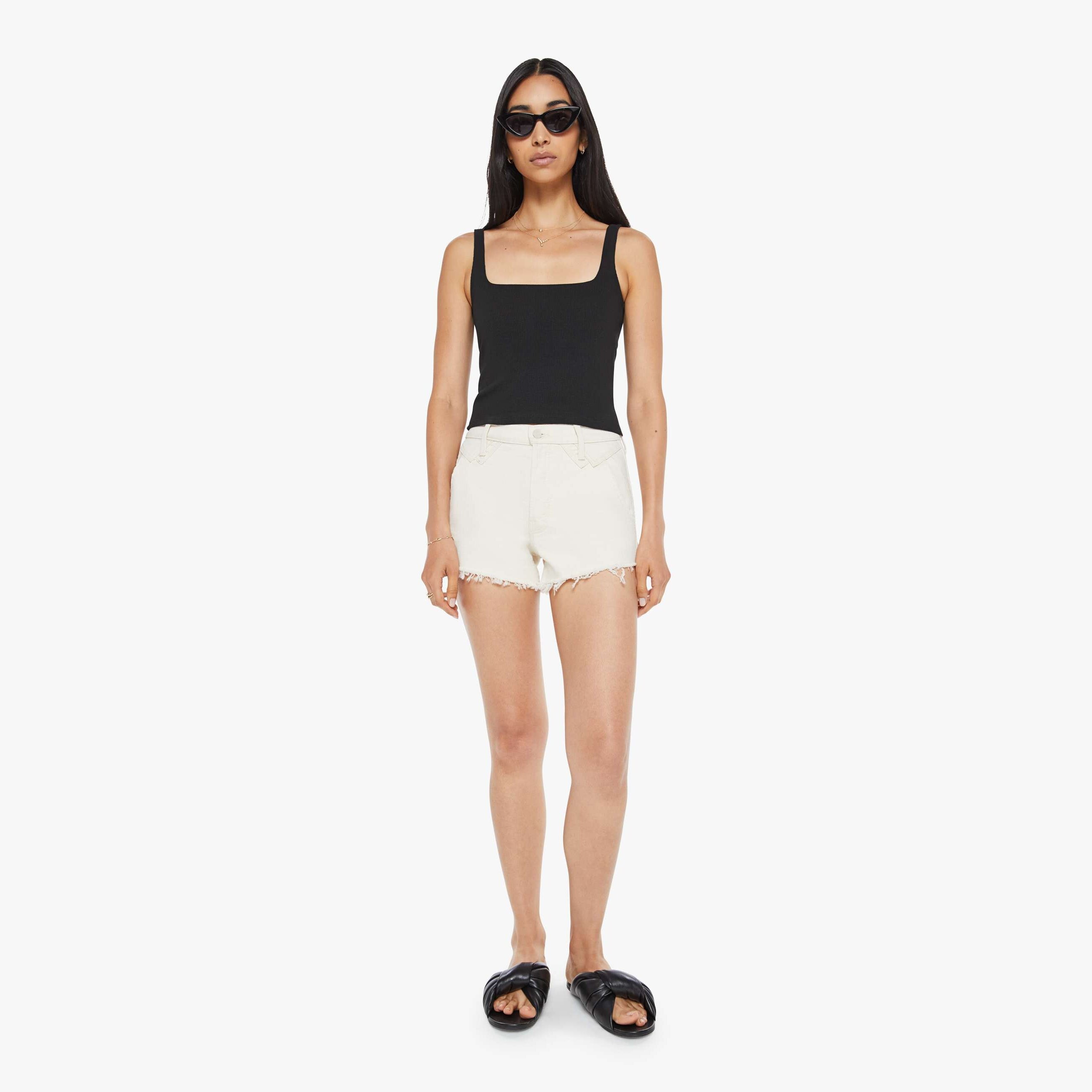 Shop Mother The Rocky Tomcat Kick Fray Shorts Act Natural Jeans In White
