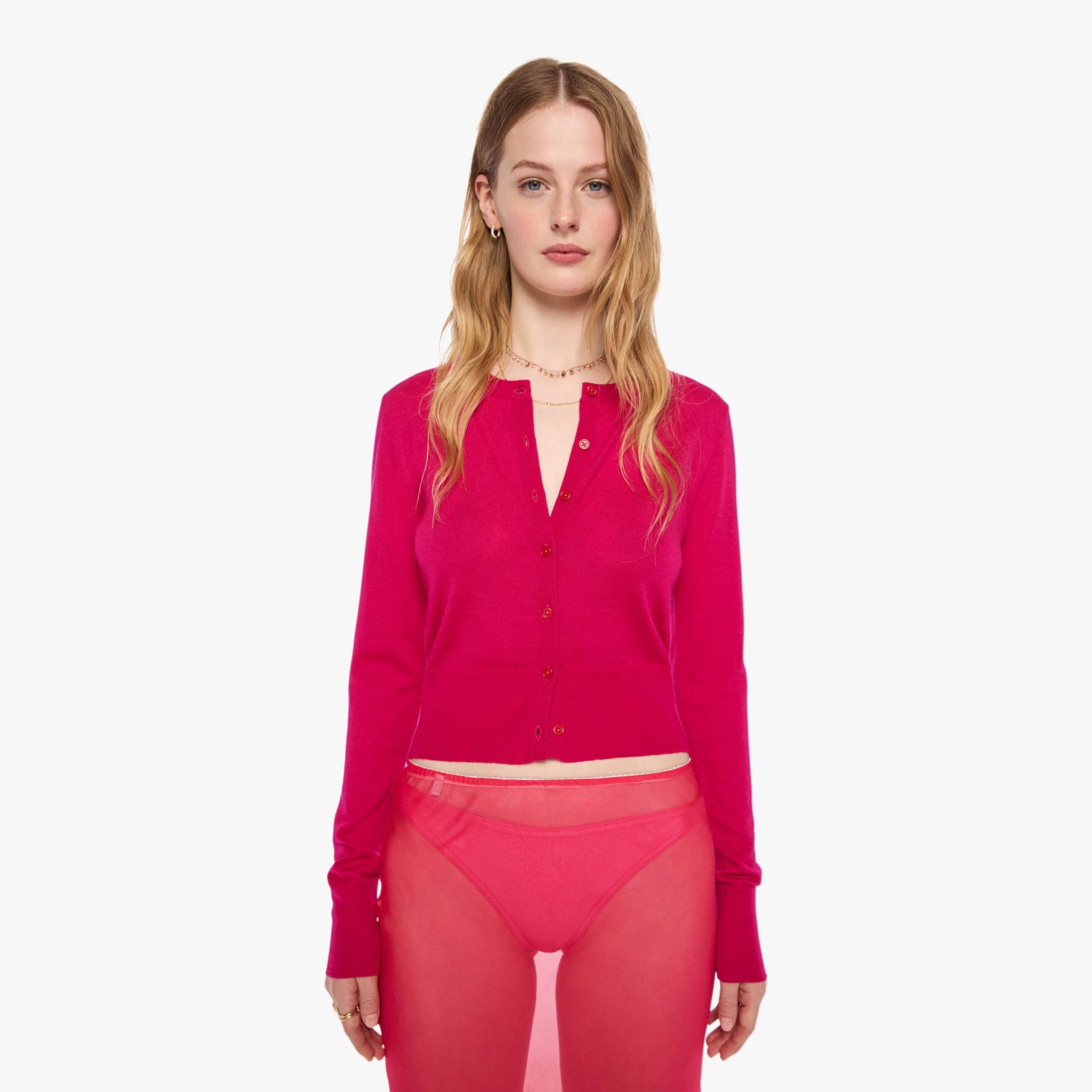 Sprwmn Baby Cardigan Hot Shirt In Pink