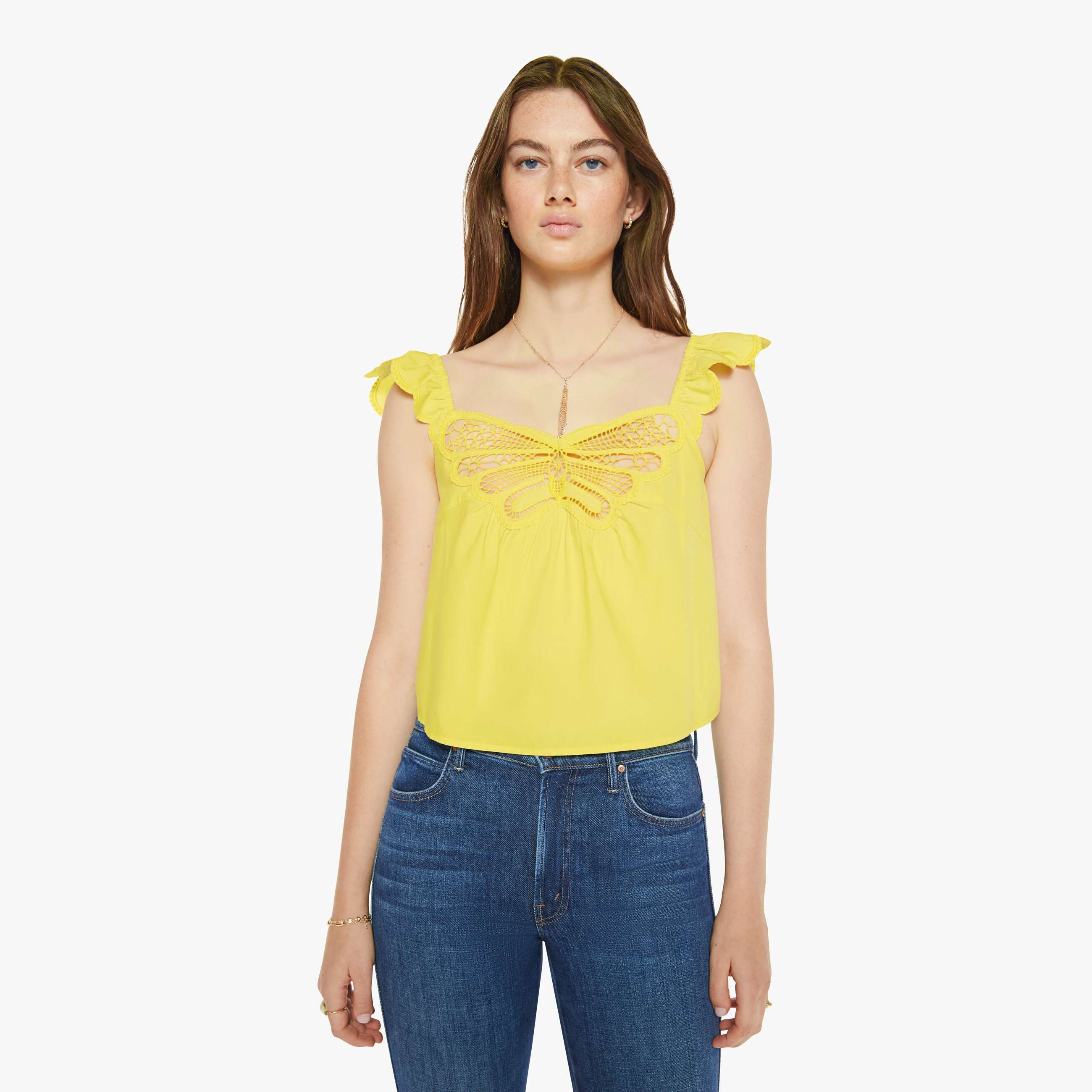 Shop Mother The Butterfly Tank Top Wing It In Yellow