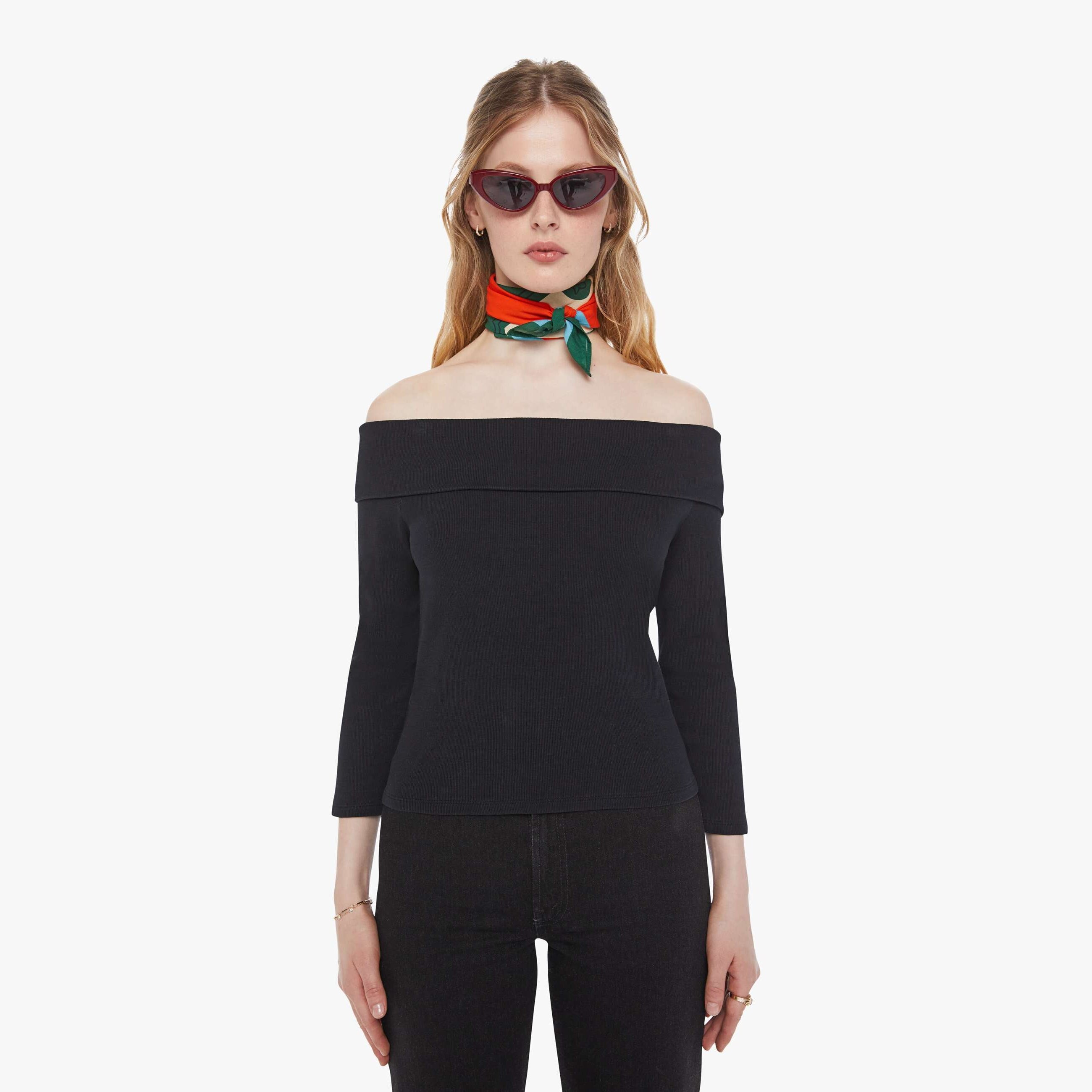 Mother Chloe Fineman X The Cold Shoulder Shirt In Black