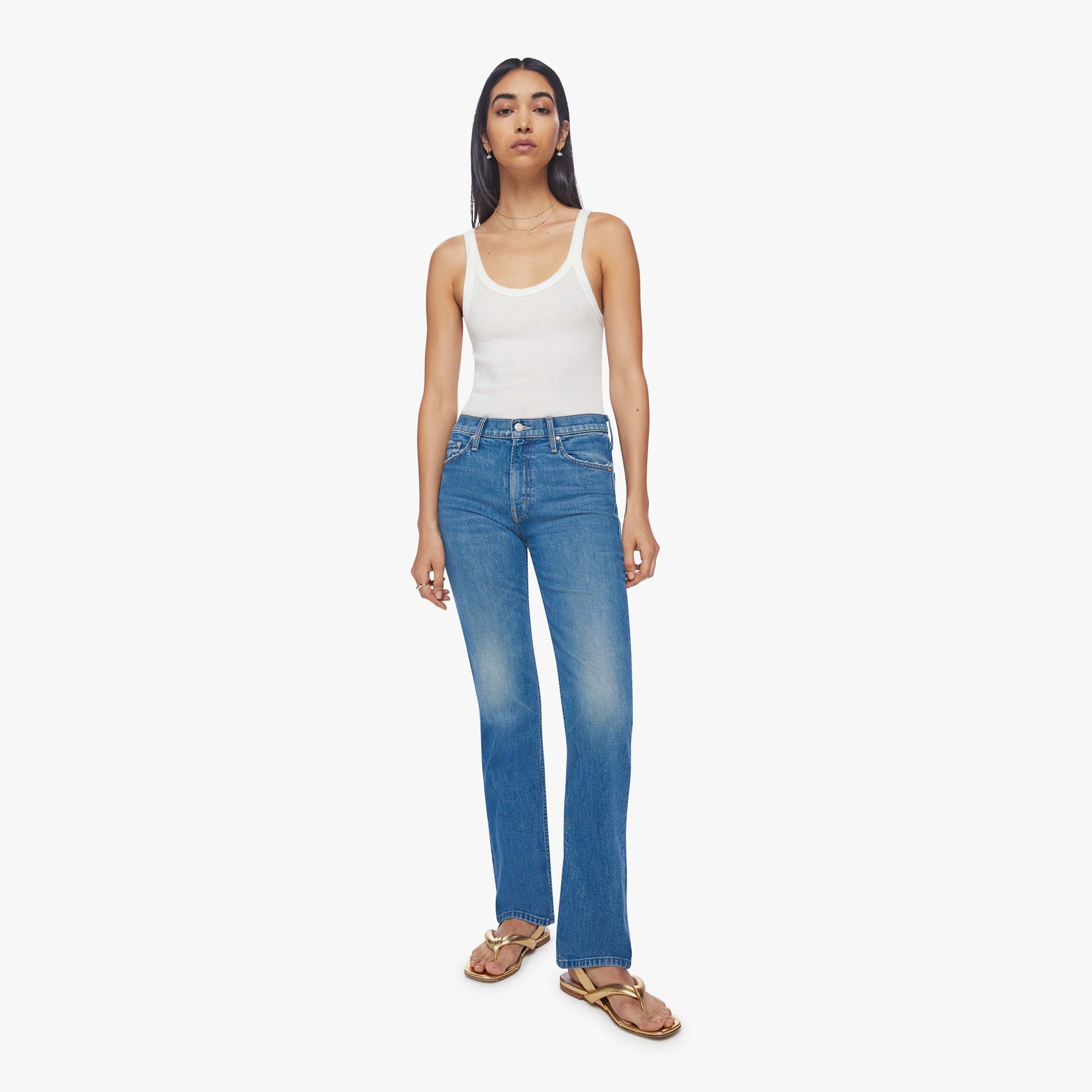 Mother The Smarty Pants Skimp Flashback Jeans In Blue