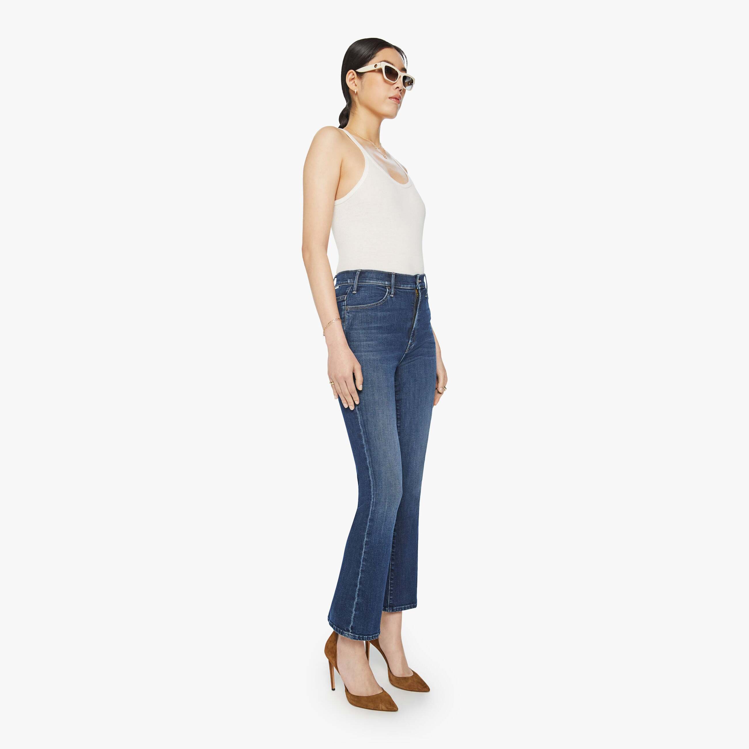 Mother The Hustler Ankle Howdy Jeans In Blue