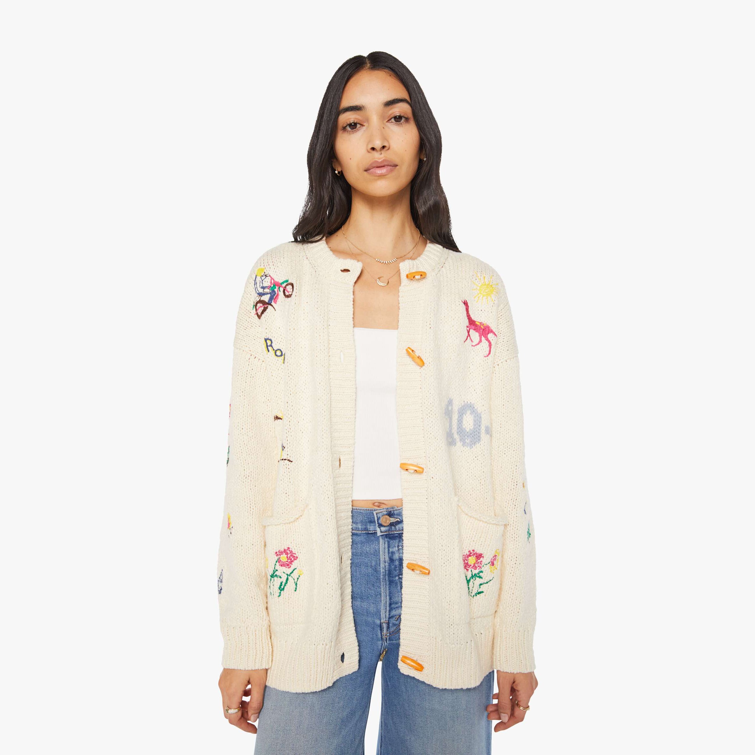 Mother The Long Drop Cardigan Out There Shirt In White