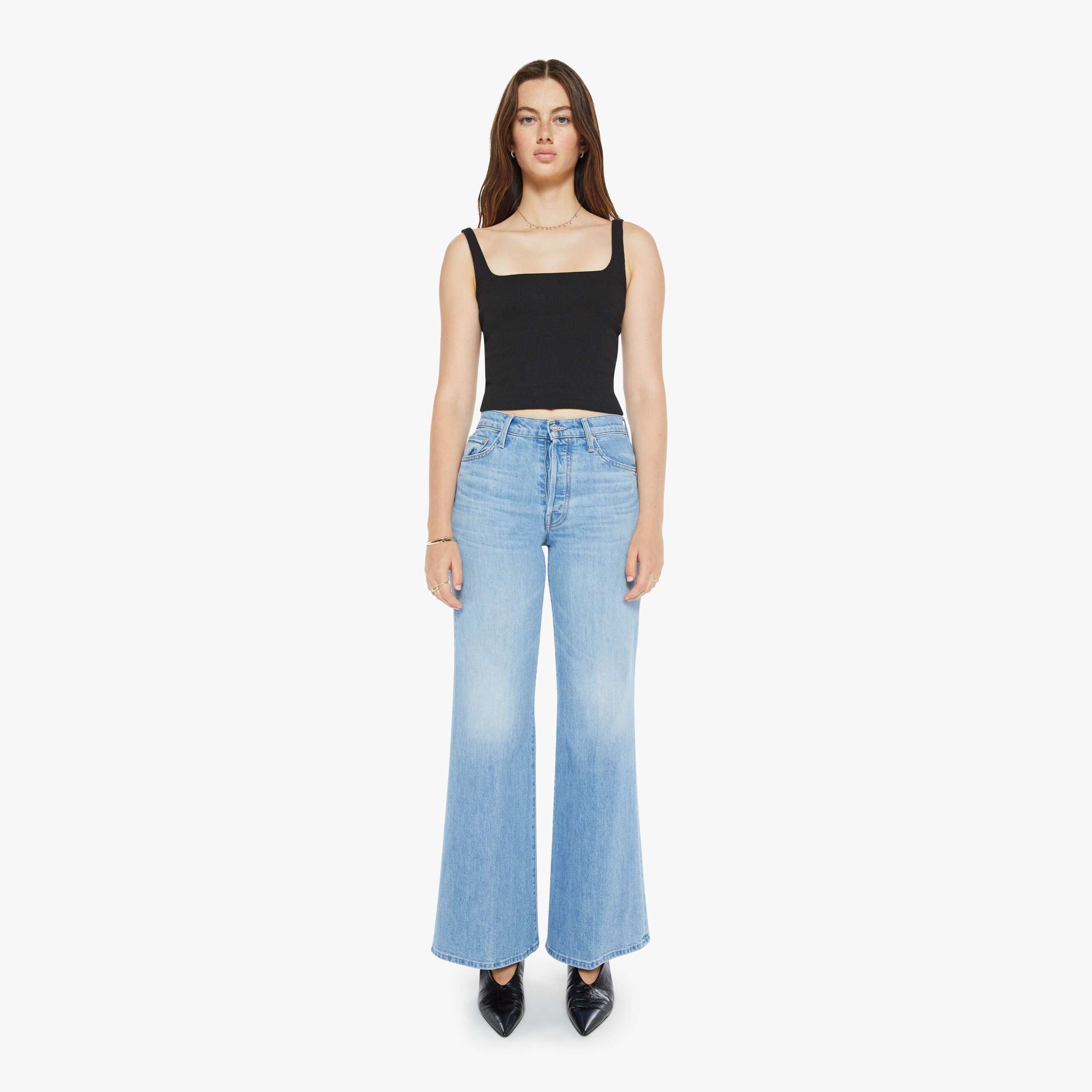 Mother The Tomcat Roller Skimp High-rise Wide-leg Jeans In Light Blue