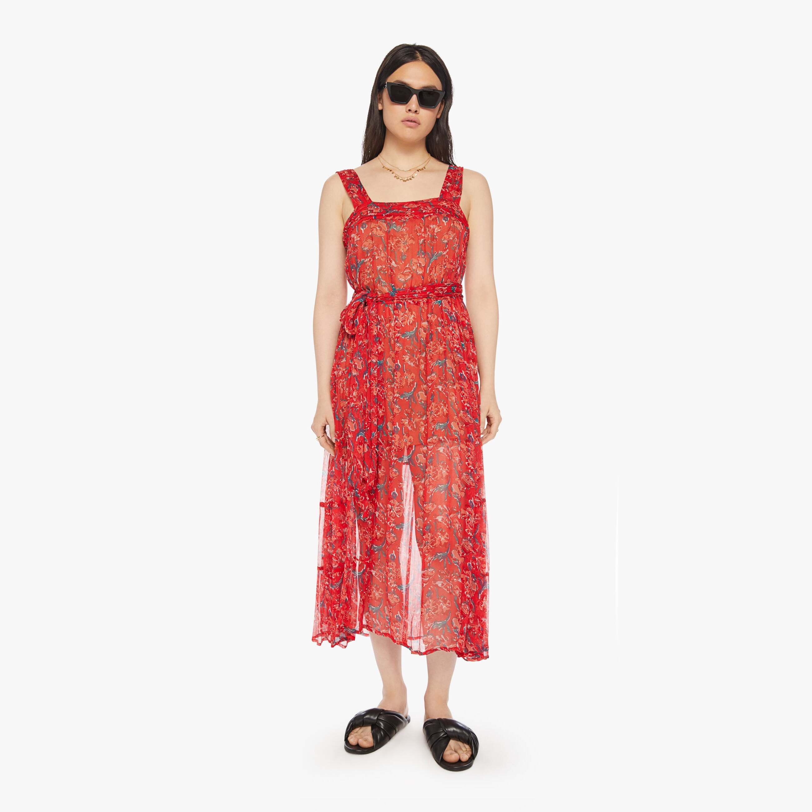 Shop Natalie Martin Jasmine Dress Watercolor Vermillion In Red, Size Large
