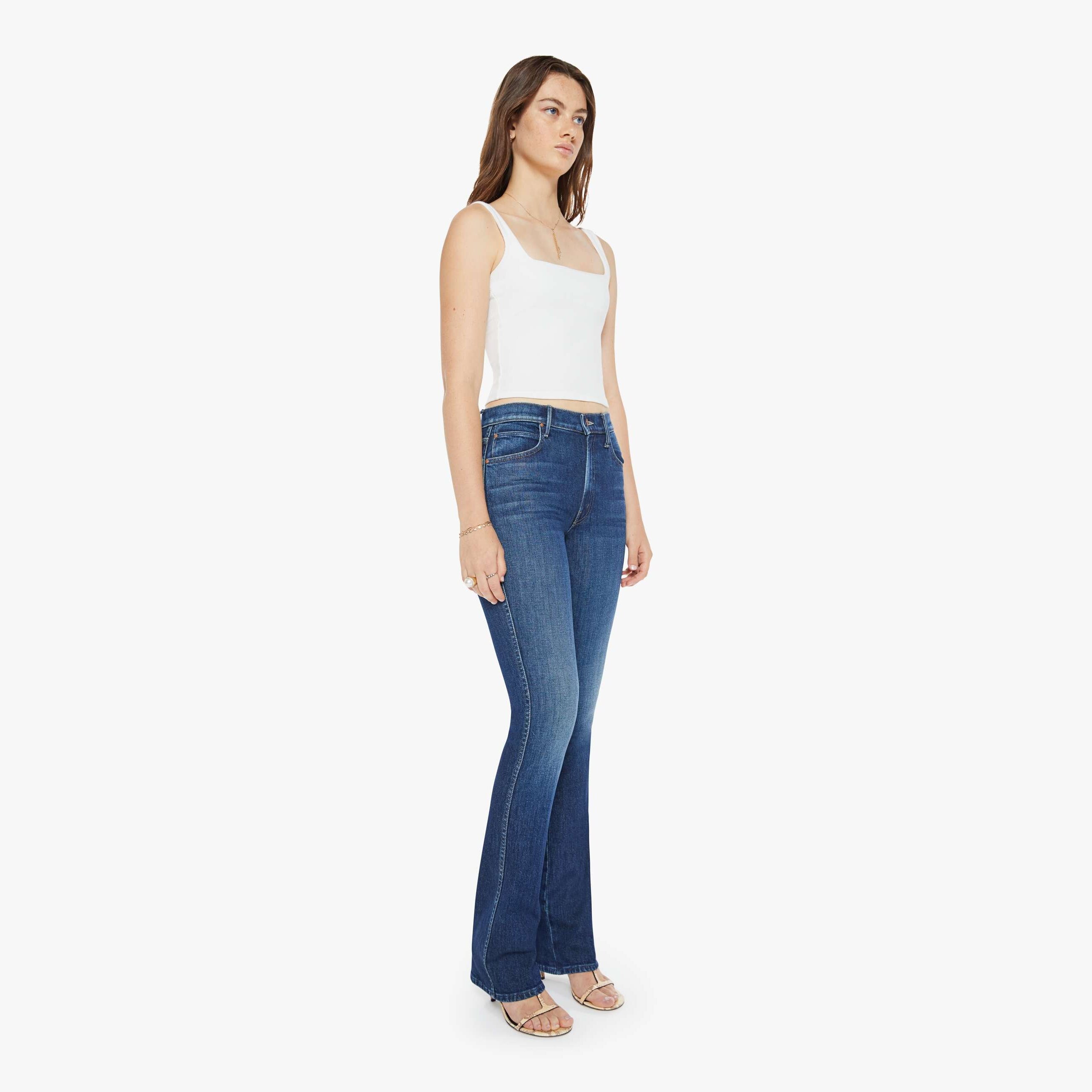 Shop Mother The Mid Rise Smokin' Double Heel Clothing Optional Jeans In Blue
