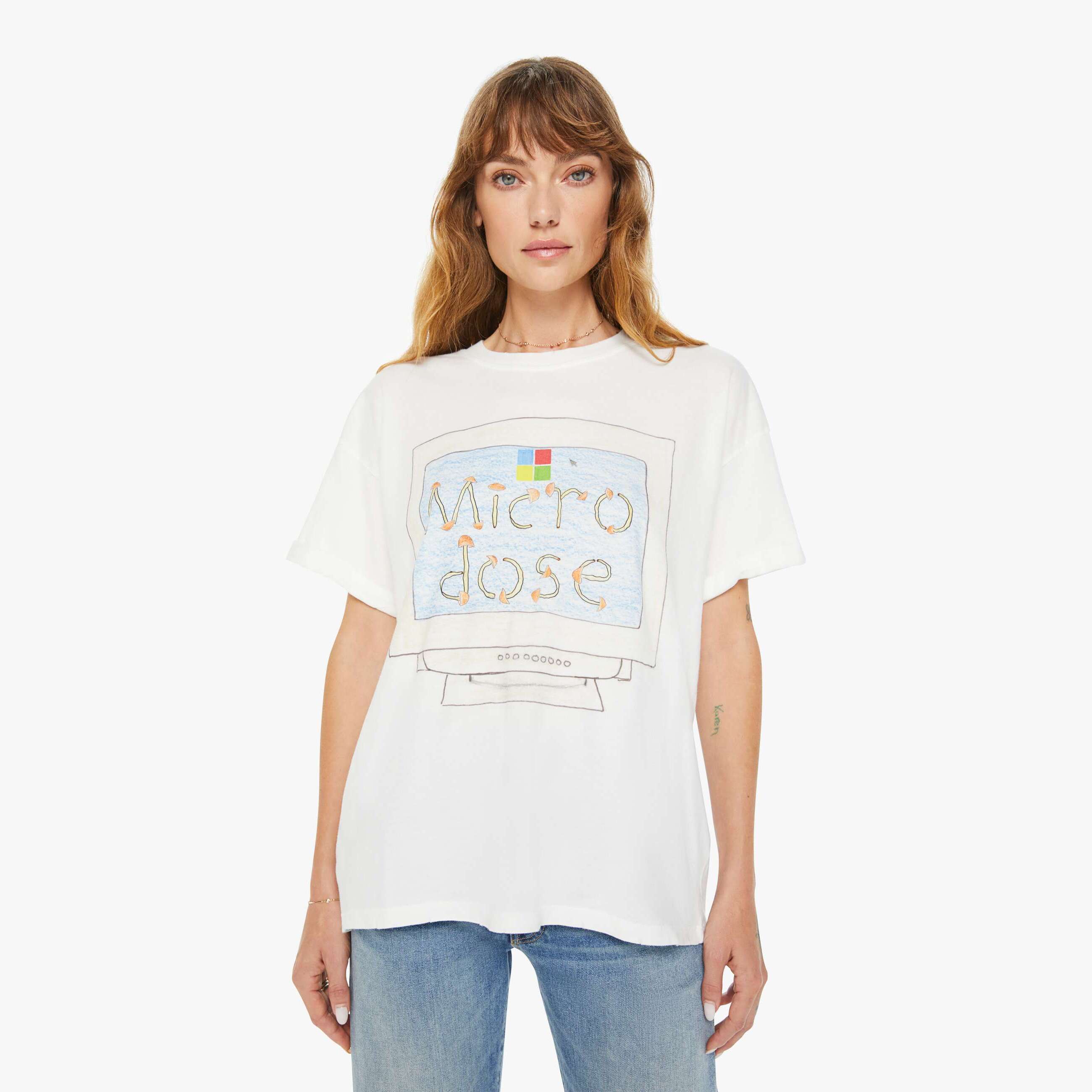 Unfortunate Portrait Microdose Boyfriend T-shirt In White