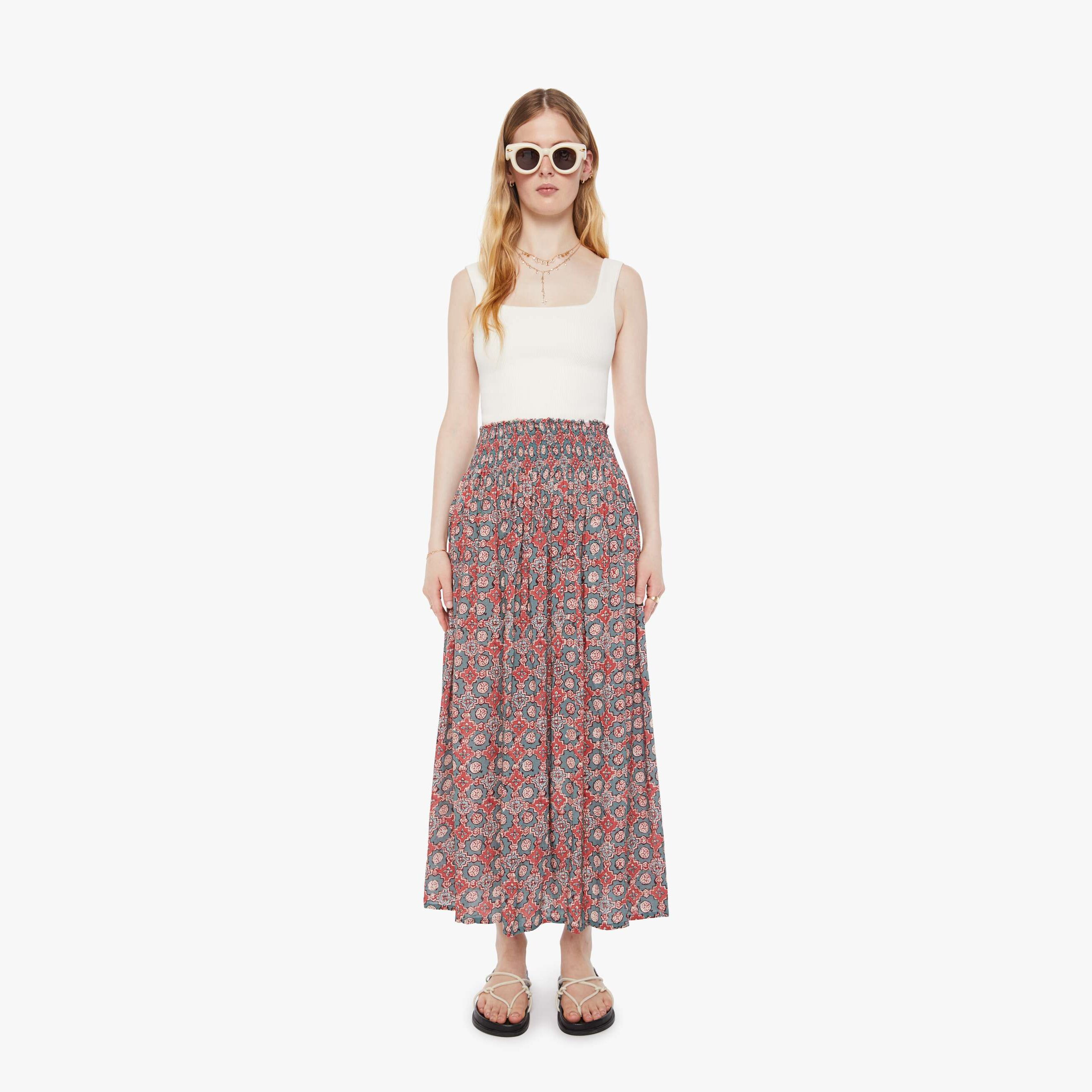 Natalie Martin Bella Skirt Spanish Tile Jade In White