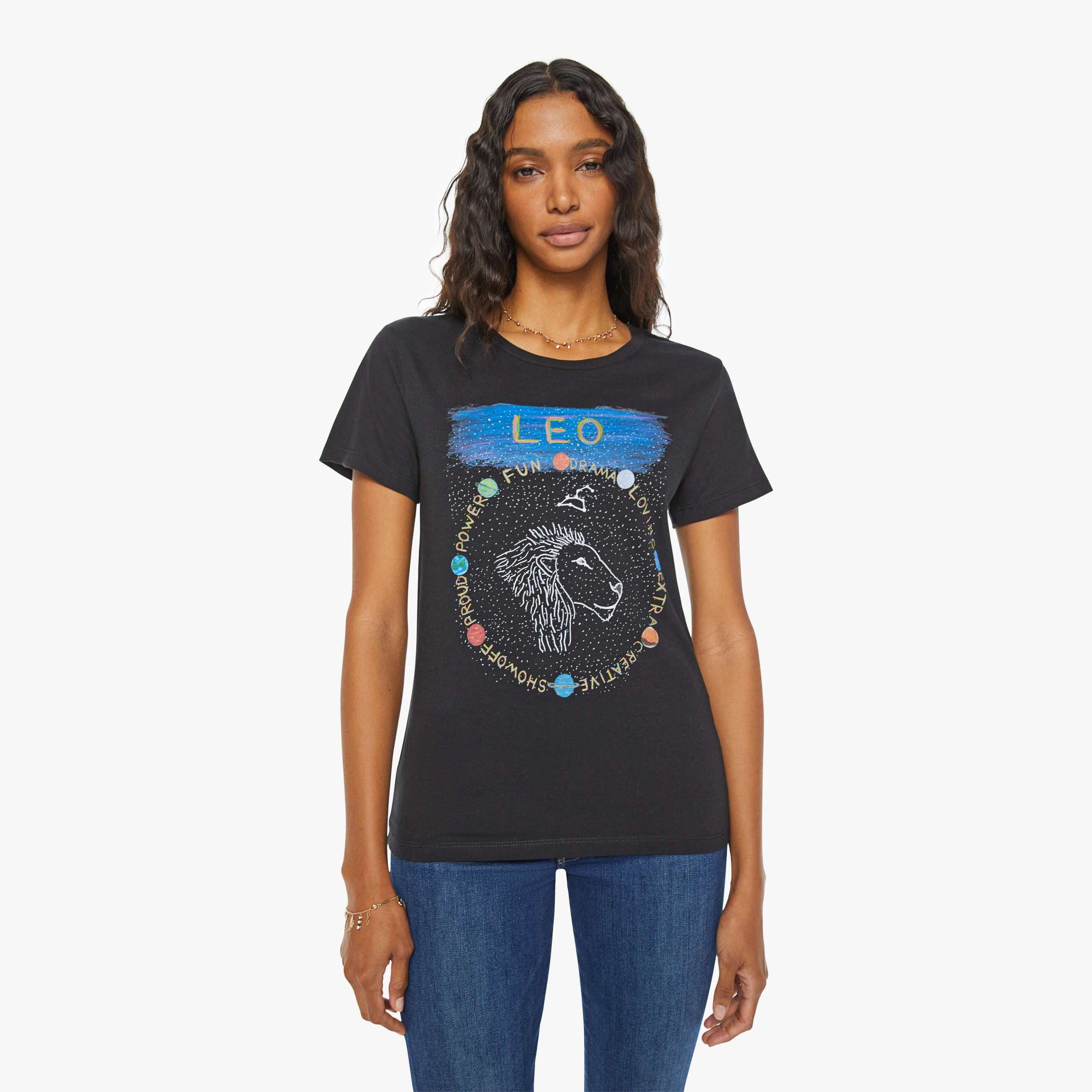 Shop Unfortunate Portrait Leo Zodiac T-shirt In Black - Size Small