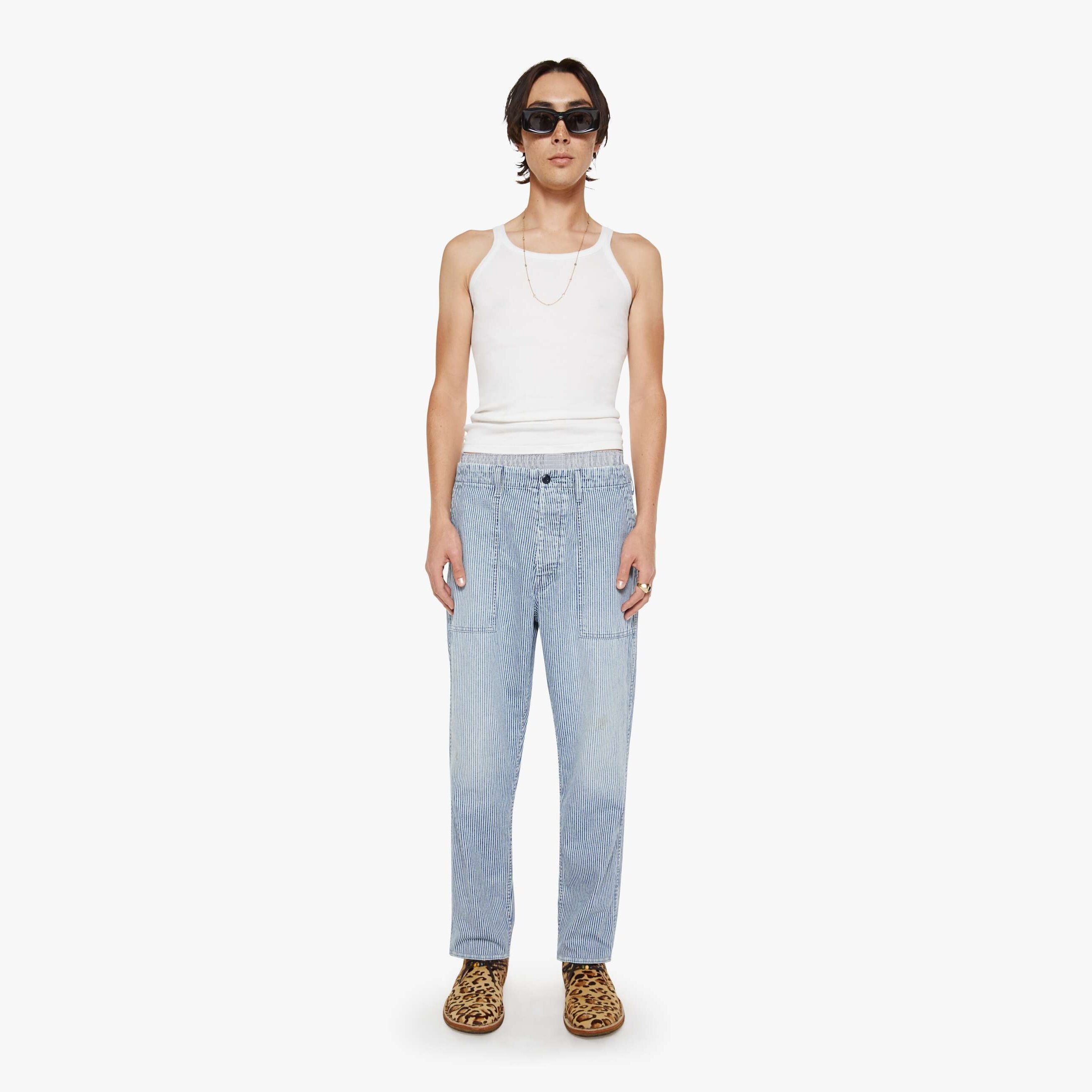 Mother The Commando Cross Line Jeans In Blue