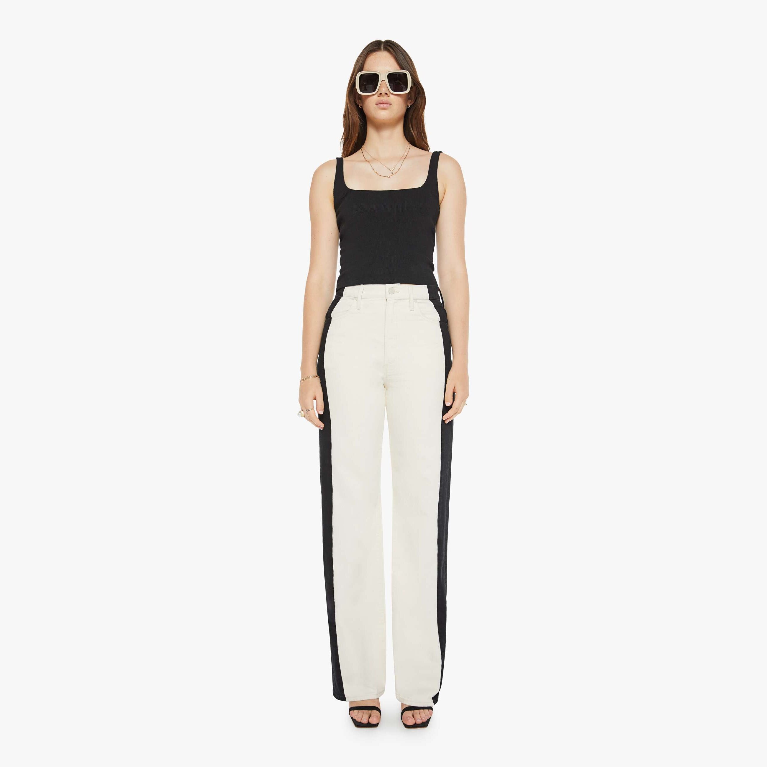 MOTHER THE TUXEDO MAVEN HEEL SIDESWIPE PANTS