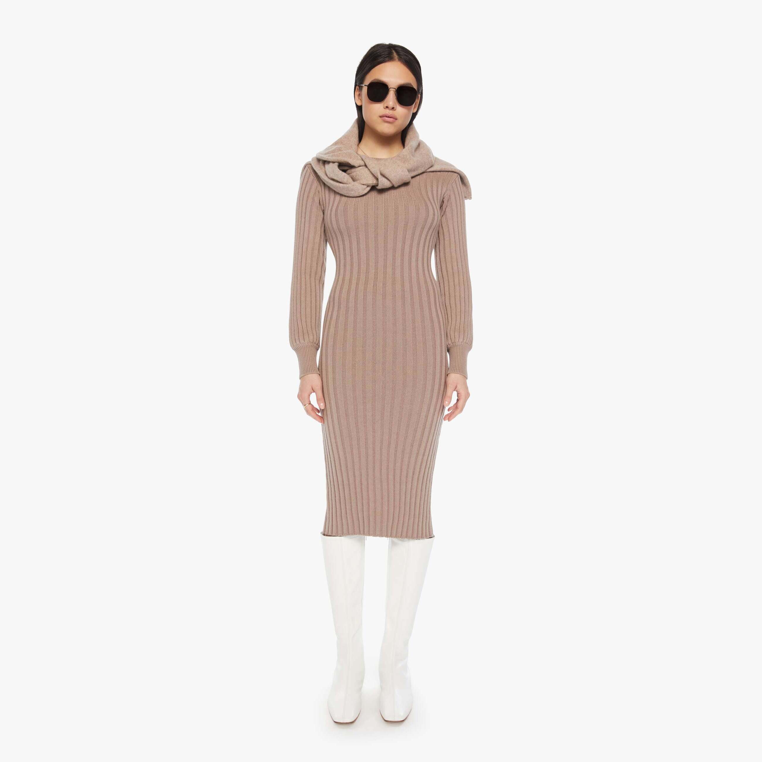 Shop Sablyn Ira Longsleeve Dress Toast Sweater In Multi, Size Large
