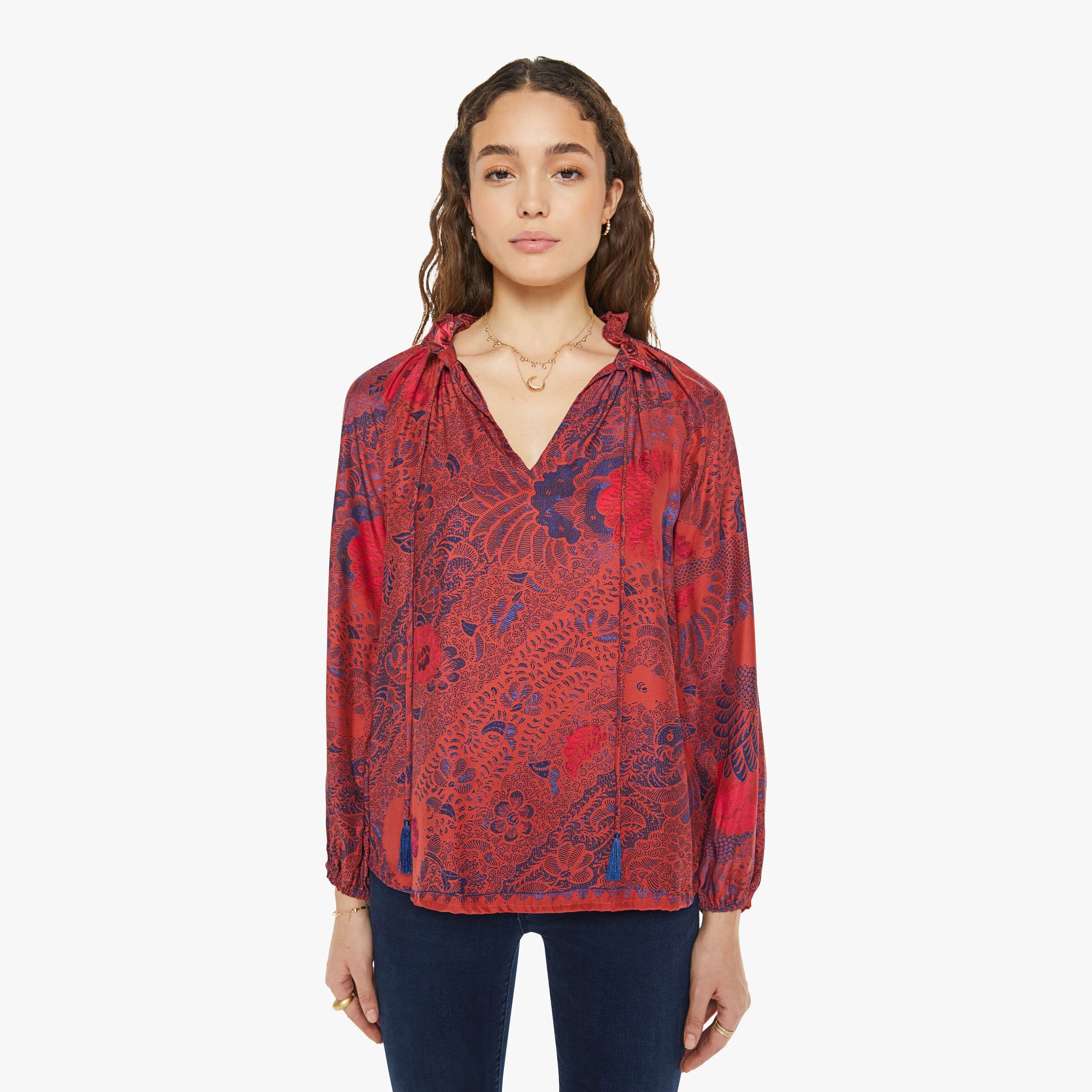 Natalie Martin Penny Blouse Peacock Currant Shirt In Red
