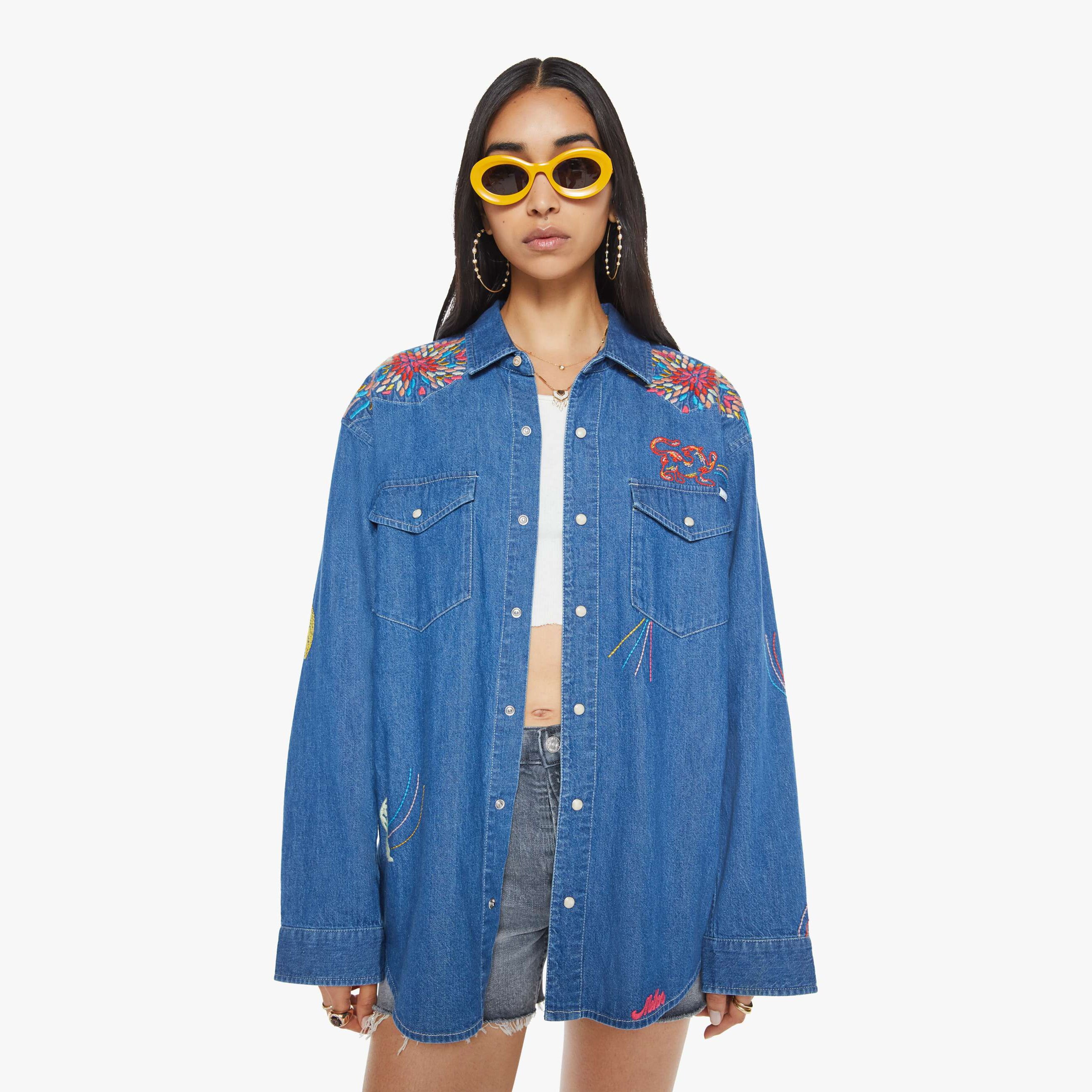 Shop Mother The Exes And Ohs Kaleidoscope Kitty Shirt In Multi
