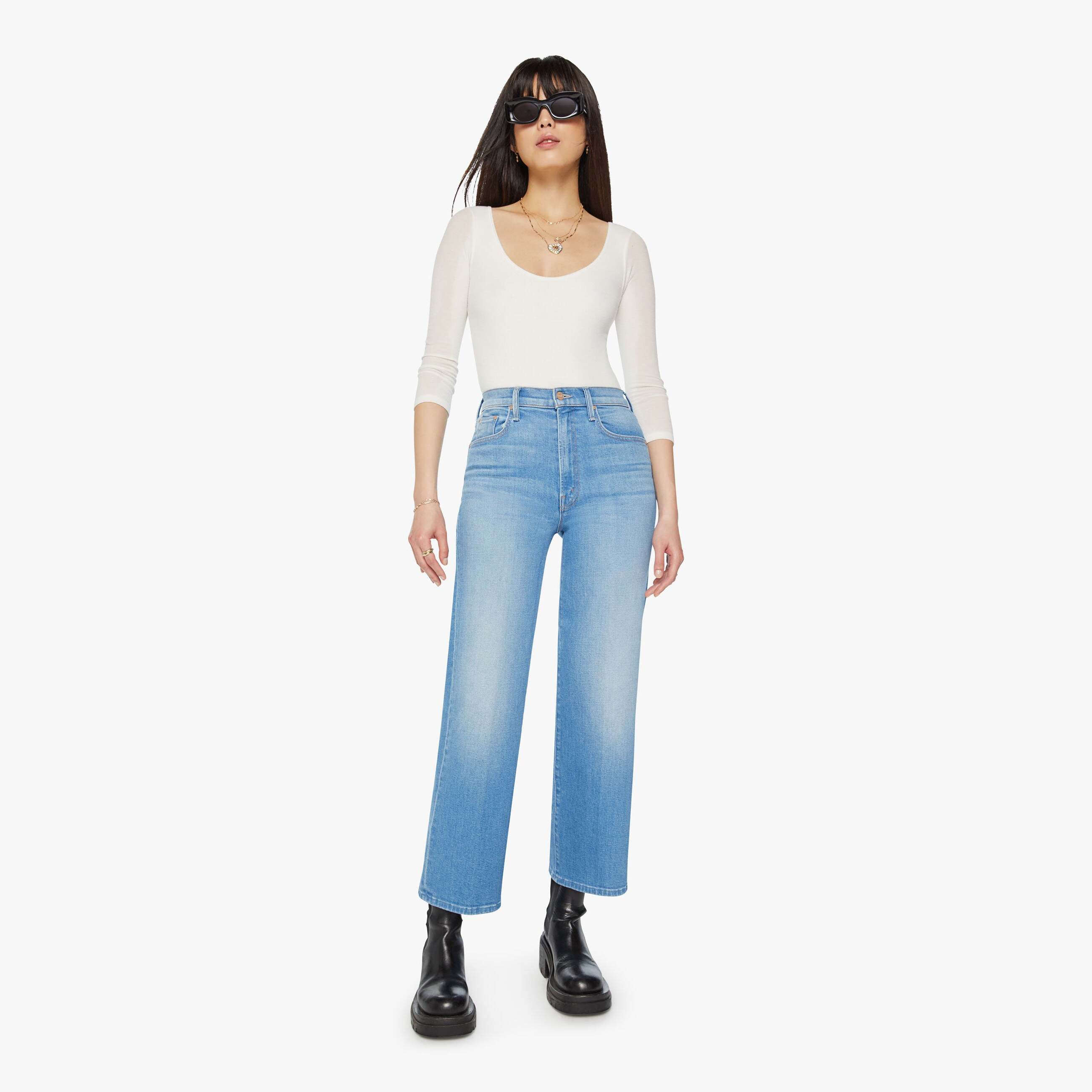 Shop Mother The Rambler Zip Ankle Going Dutch Jeans In Blue
