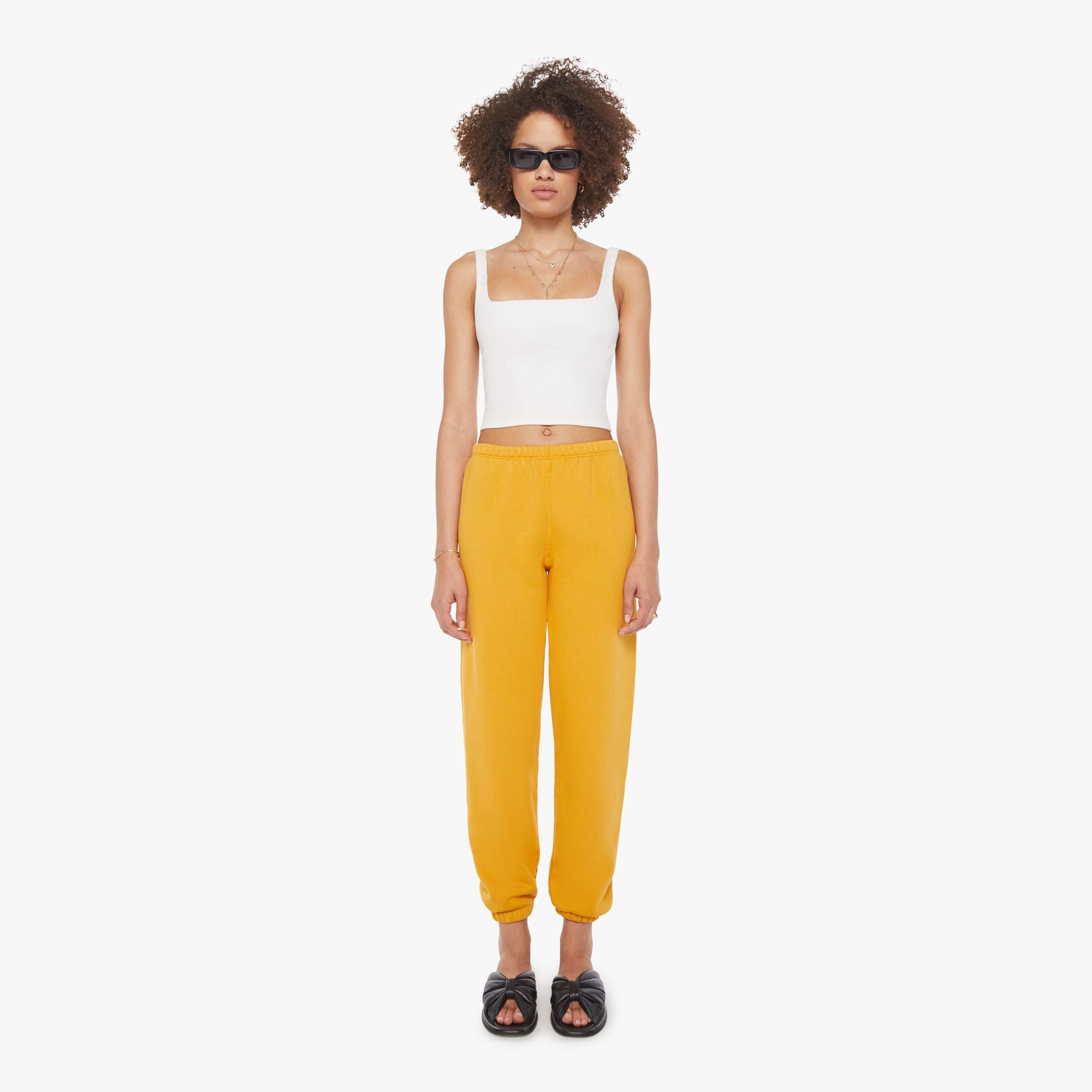 Sprwmn Mini Logo Sweatpants Mustard Skirt In White