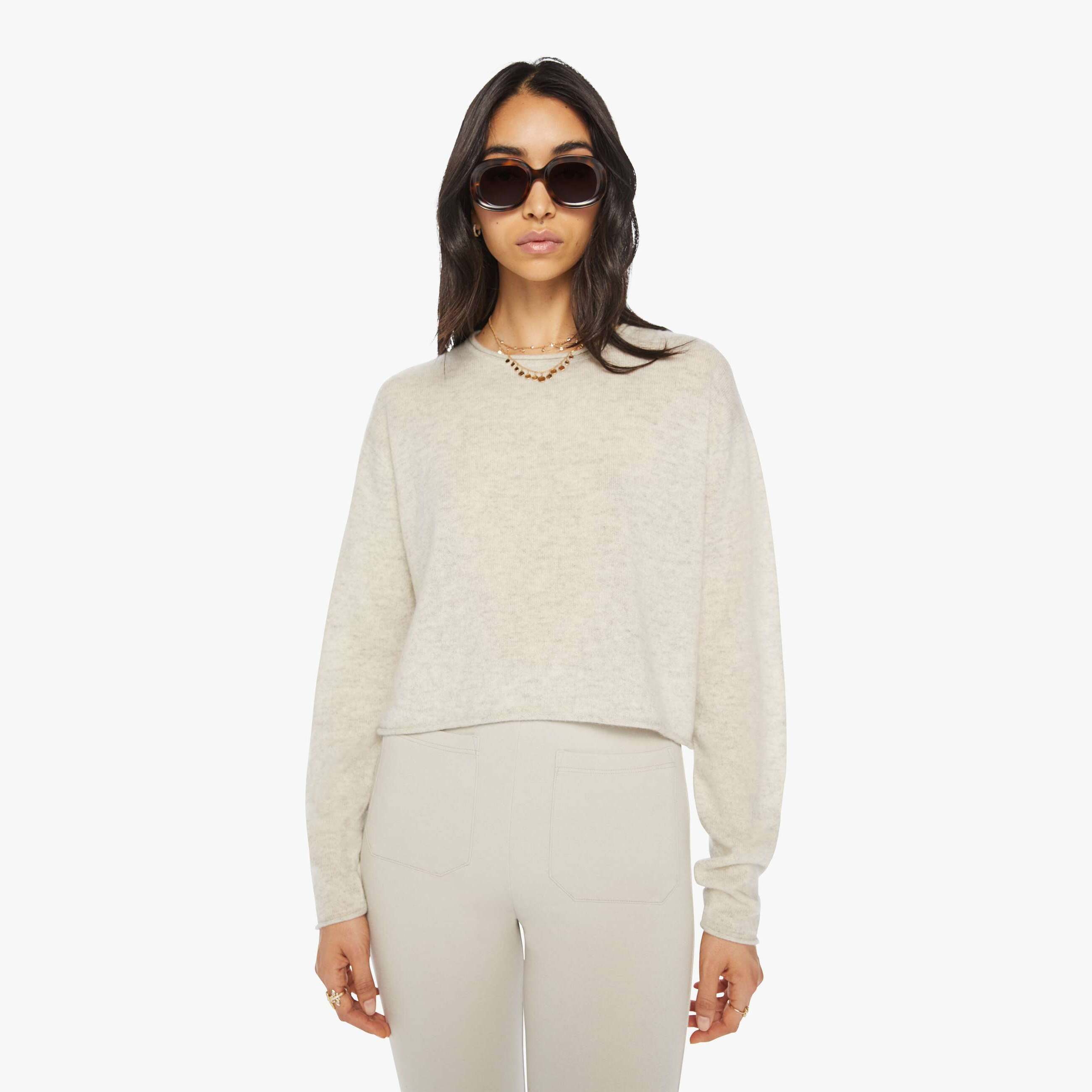 Sablyn Lance Cashmere Crop Pullover Blizzard Sweater In Multi