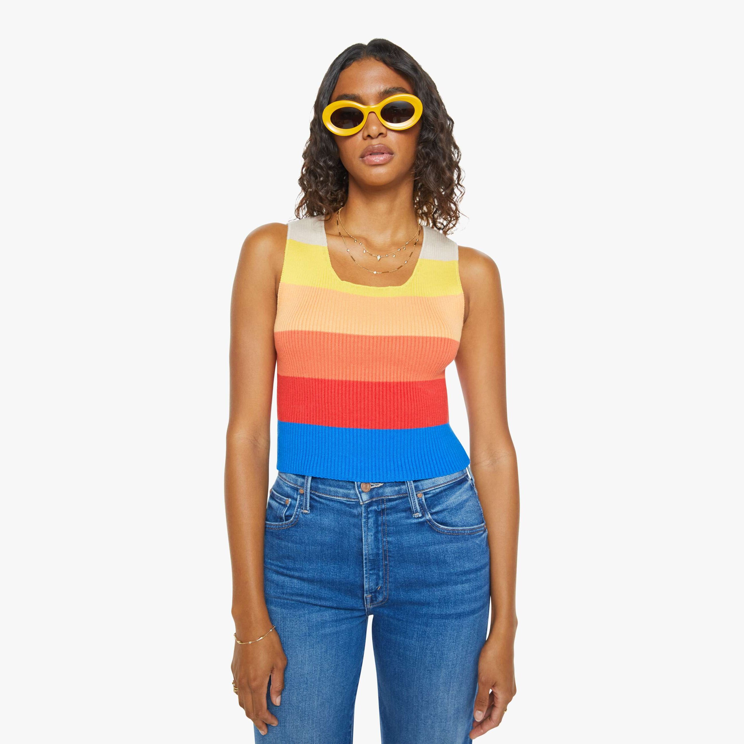 Shop Mother The Round Neck Rib Tank Top Over The Horizon