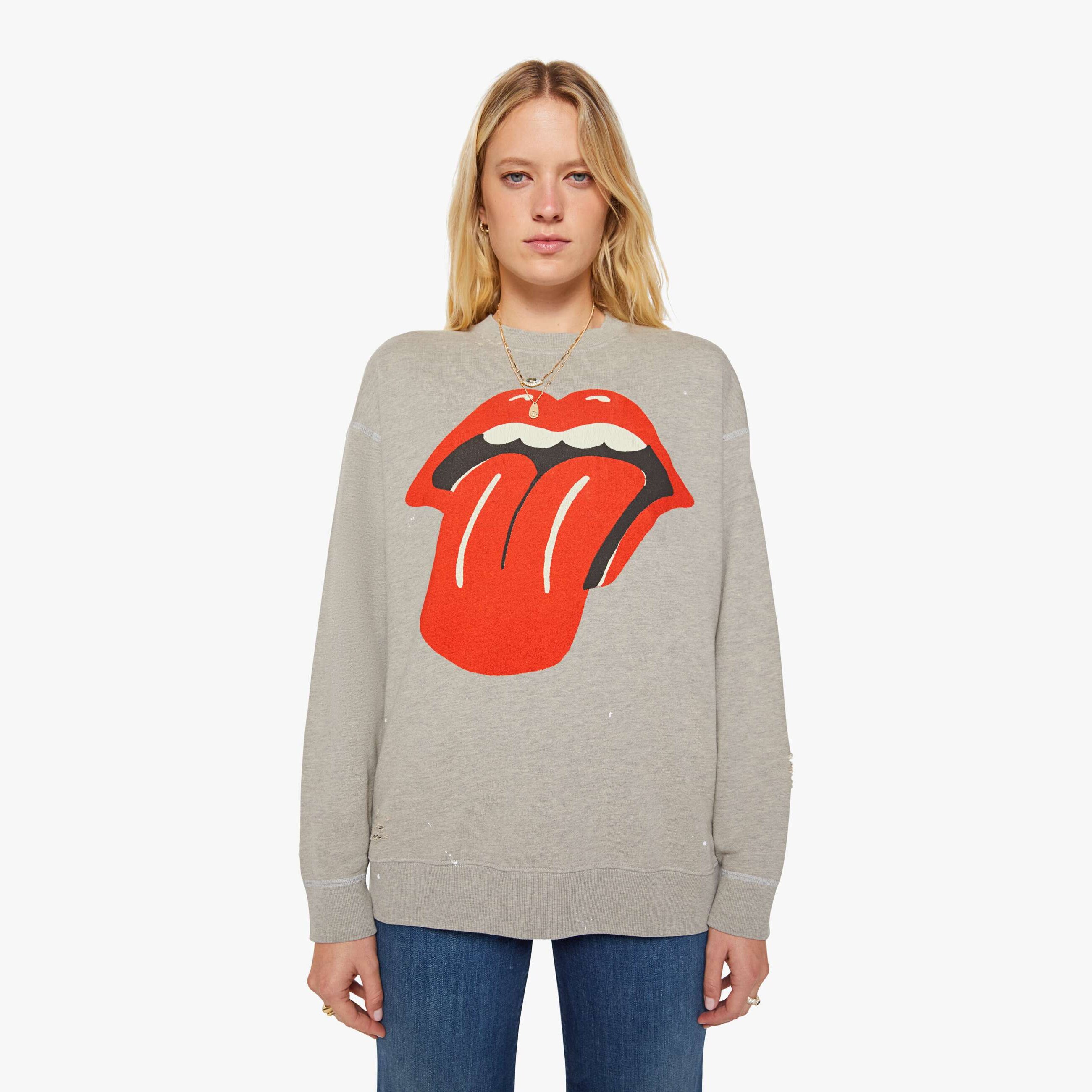 Madeworn Rolling Stones Destroyed Sweatshirt Heather T-shirt In Gray