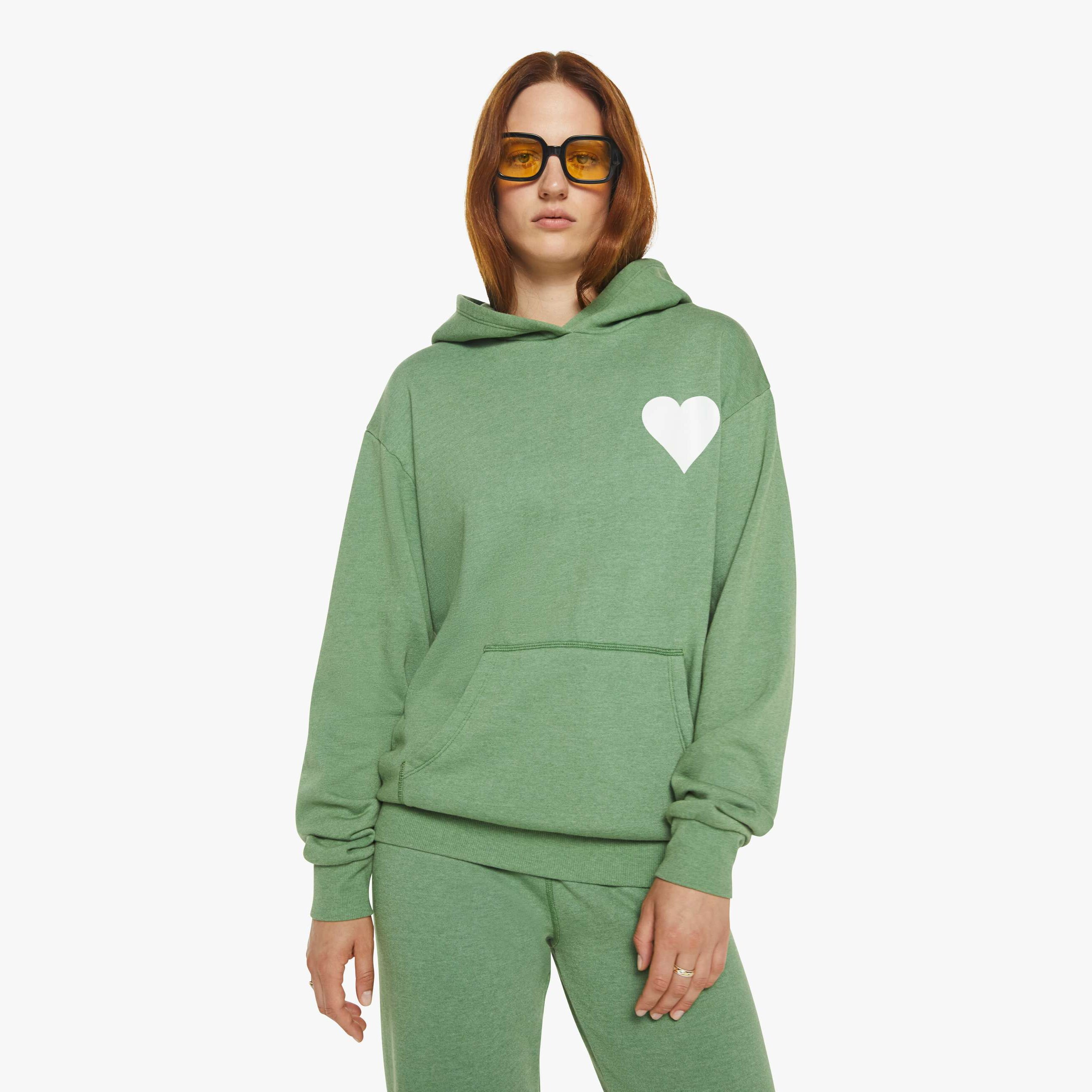 Sprwmn Heart-embellished Hoodie In Green